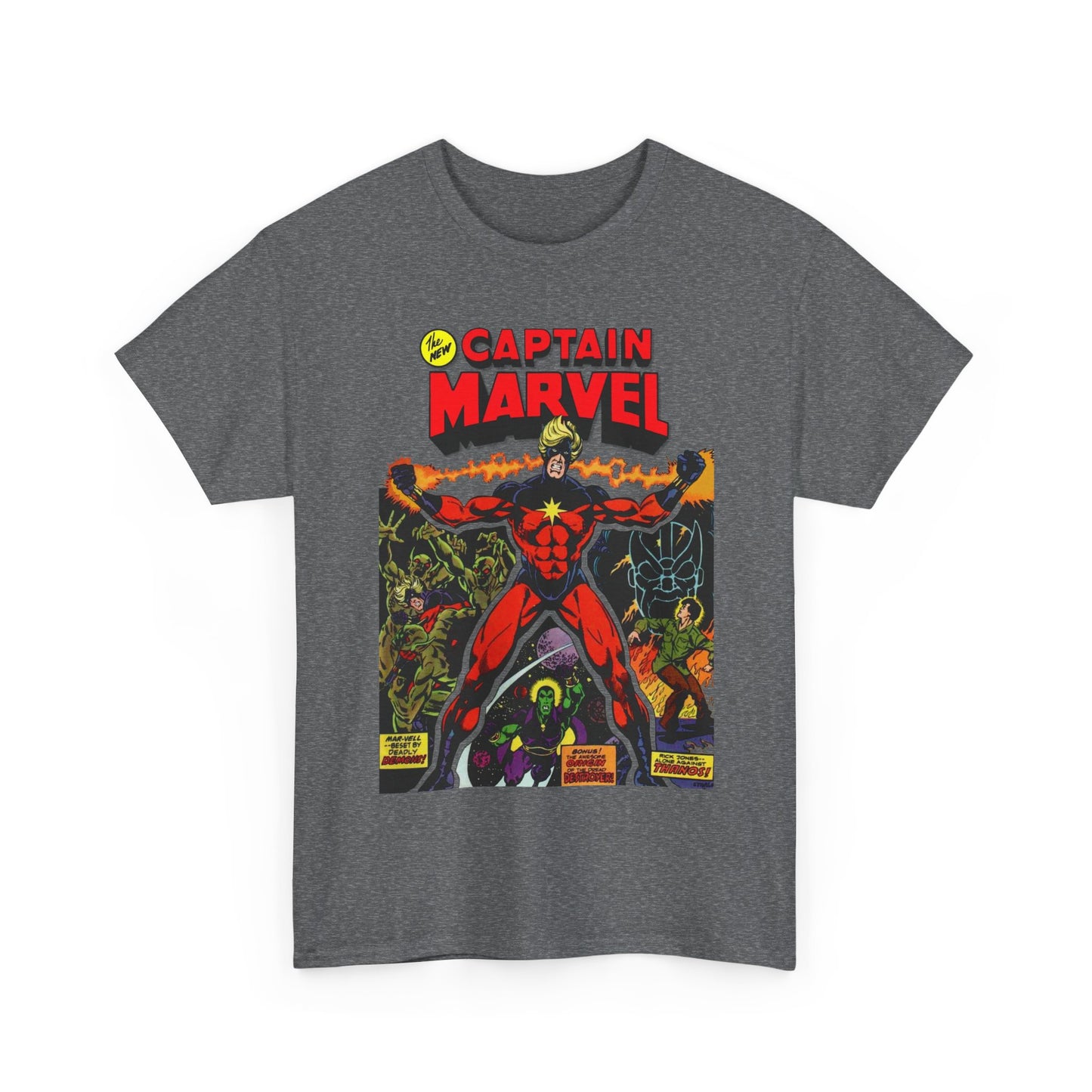 Captain Marvel T-Shirt - Jim Starlin Art - Thanos - Drax the Destroyer - Issue #32 Cover Art