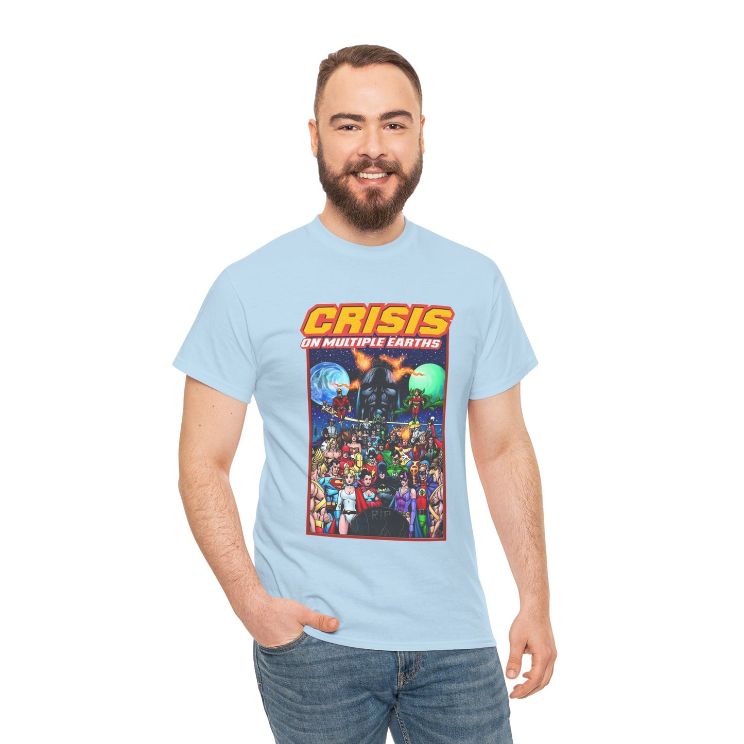 Crisis on Multiple Earths T-Shirt - George Perez Art - JSA & JLA Team-ups - Superman, Batman, Zatanna, Huntress, Power Girl, Hawkman, New Gods, Darkseid - DC Comics