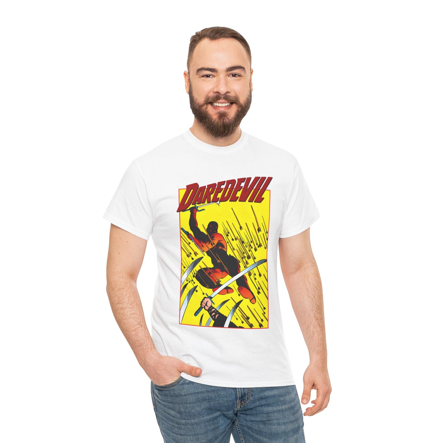 Daredevil T-Shirt - Frank Miller Art - Matt Murdock - Ninja Arrow Attack - 1980s Classic Story - Marvel Comics
