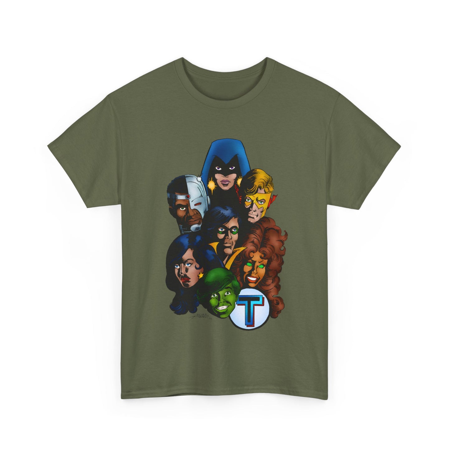 New Teen Titans T-Shirt - George Perez Art - Robin, Wonder Girl, Cyborg, Raven, Starfire, Kid Flash - DC Comics