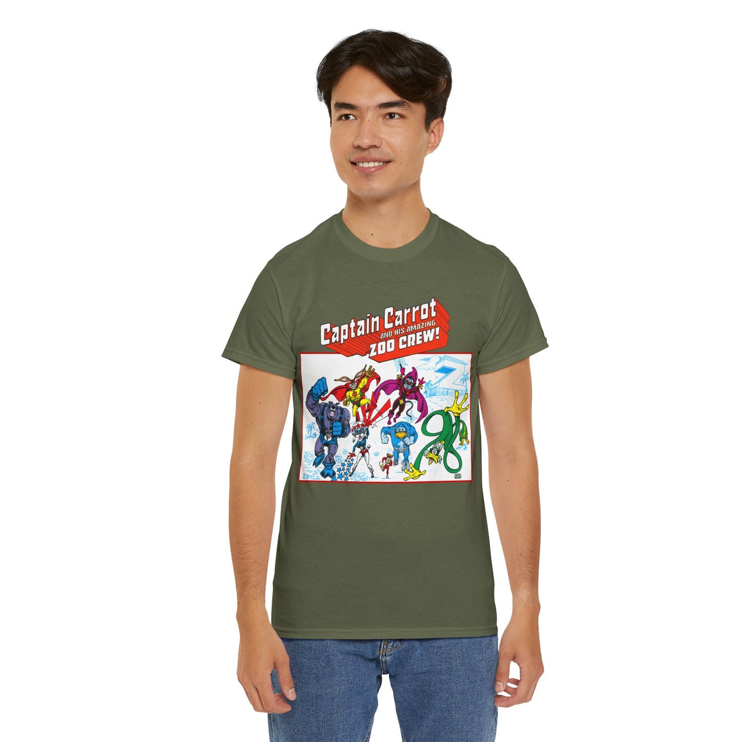 Captain Carrot & His Amazing Zoo Crew T-Shirt - DC Comics Series - Funny Animal Retro 1980s - Pig-Iron, Yankee Poodle, Rubberduck