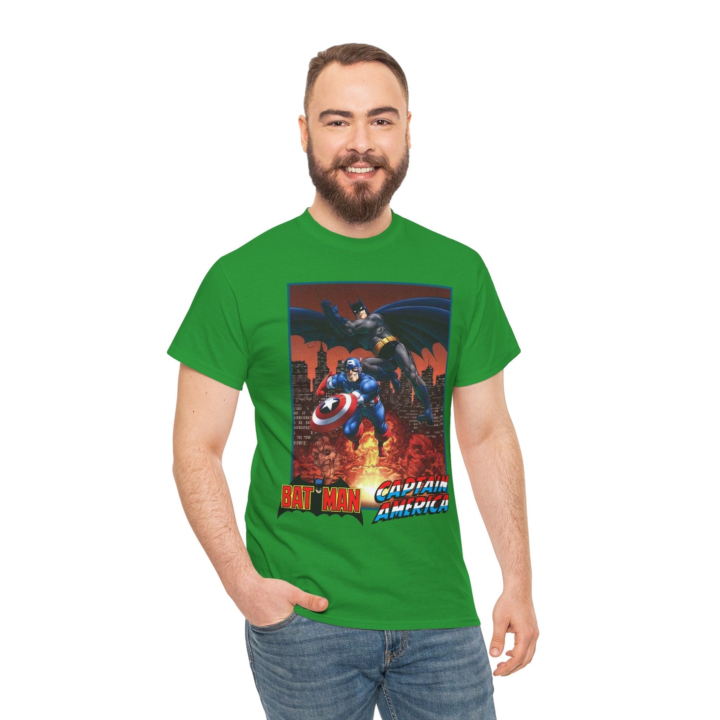 Batman & Captain America T-Shirt - John Byrne Art - Joker & Red Skull - Marvel & DC Comics Crossover Art