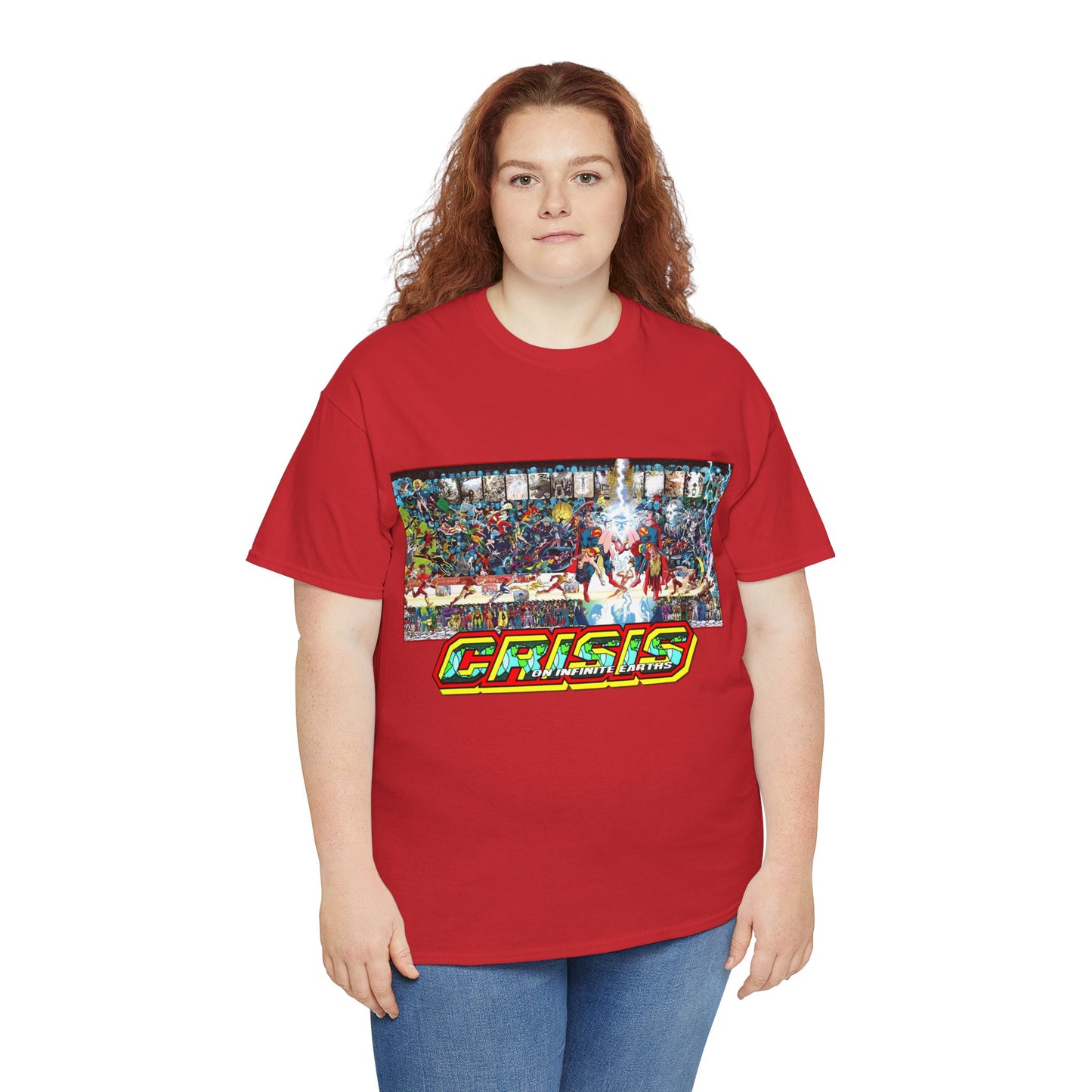 Crisis on Infinite Earths T-Shirt - Jerry Ordway/George Perez Art - Updated 2025 Poster Art - Superman, Wonder Woman, Supergirl, Flash, Harbinger, Pariah, Obsidian, Firestorm - DC Comics