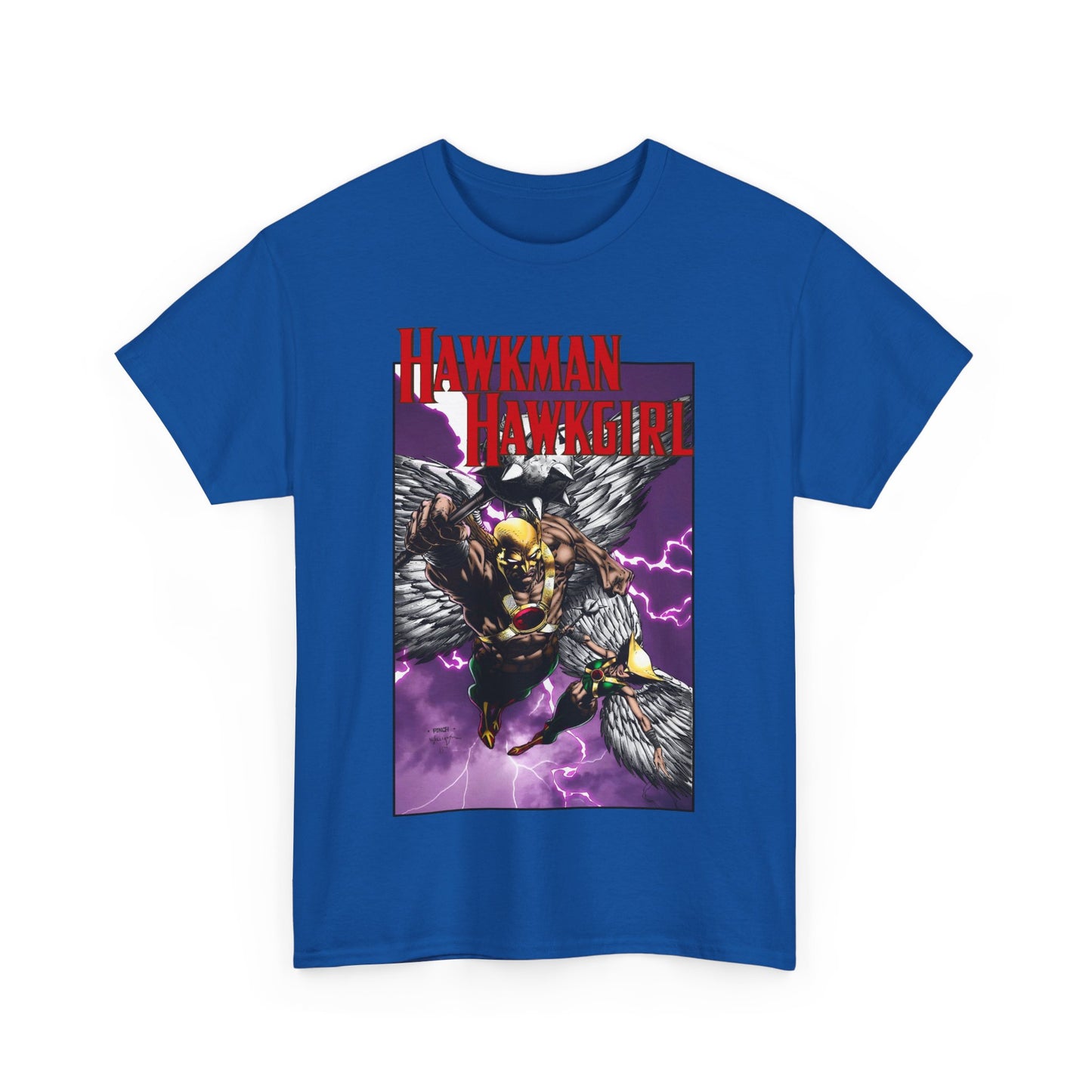Hawkman & Hawkgirl T-Shirt - David Finch Art - Carter & Shayera Hall - JLA & JSA Members - DC Comics