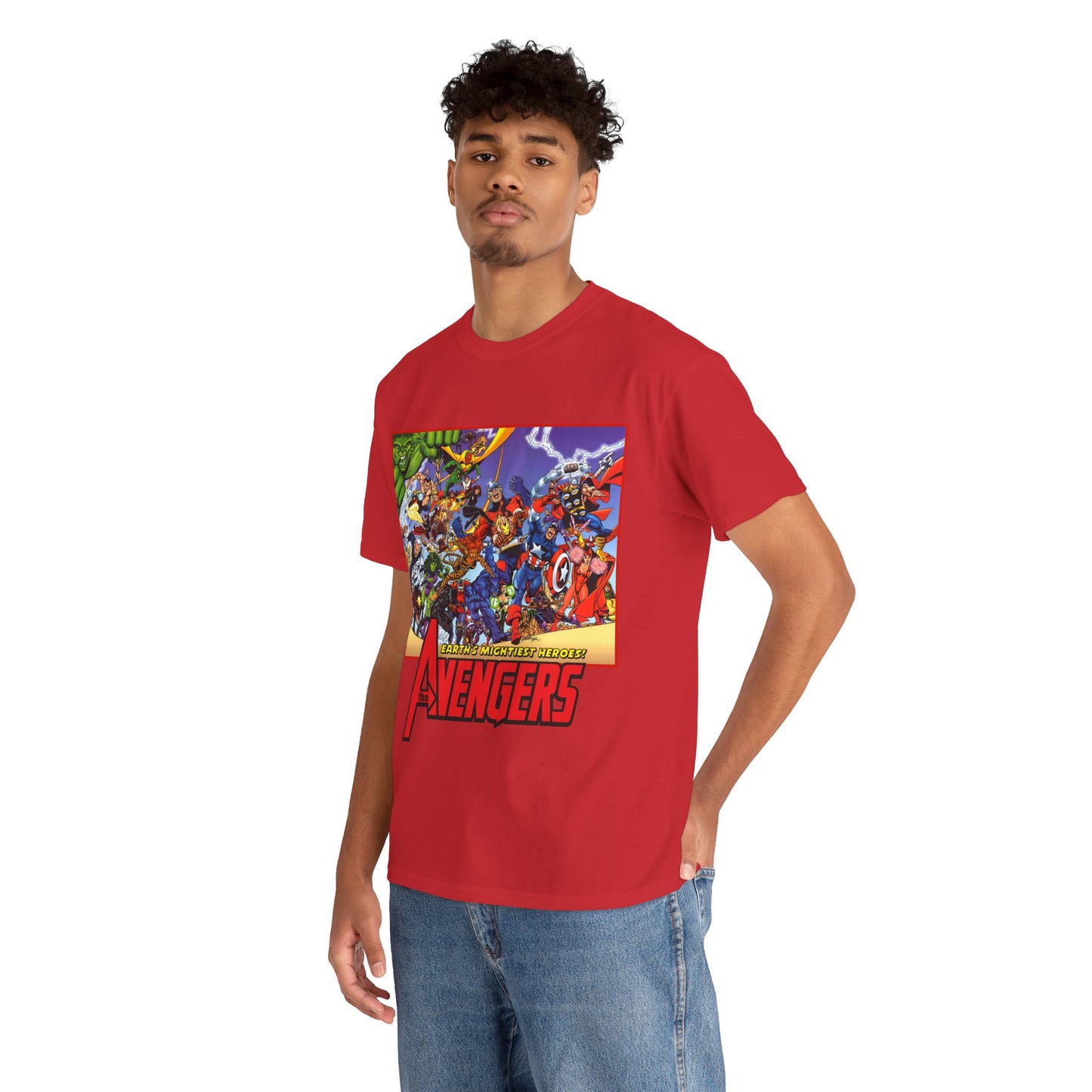 Avengers T-Shirt - George Perez Art - Marvel Comics - Captain America, Iron Man, Thor, She-Hulk, Hawkeye, Vision, Quicksilver - Classic Cover