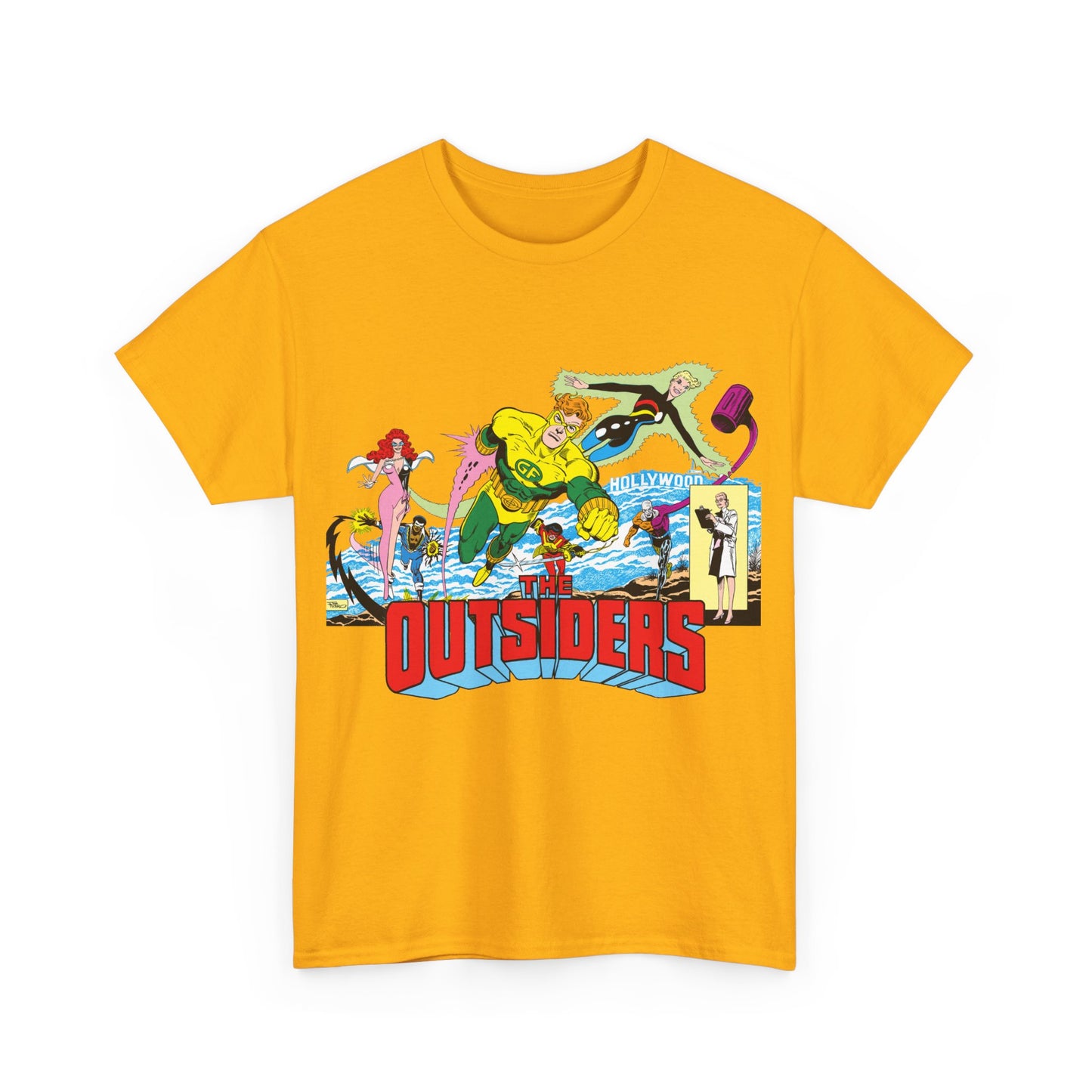 Outsiders T-Shirt - Amazing Jim Aparo Art - Black Lightning, Geo-Force, Katana, Metamorpho, Looker, Halo - DC Comics