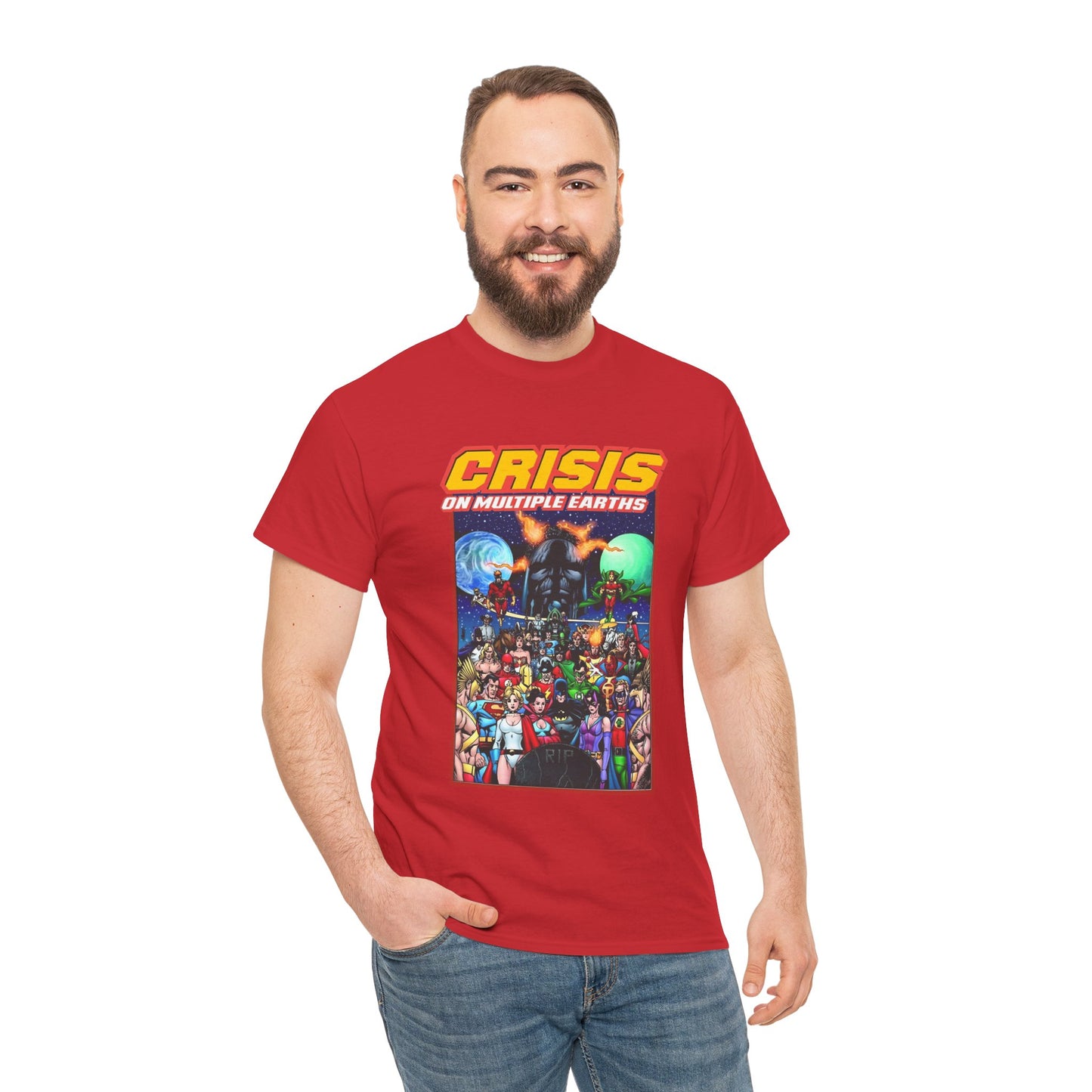 Crisis on Multiple Earths T-Shirt - George Perez Art - JSA & JLA Team-ups - Superman, Batman, Zatanna, Huntress, Power Girl, Hawkman, New Gods, Darkseid - DC Comics