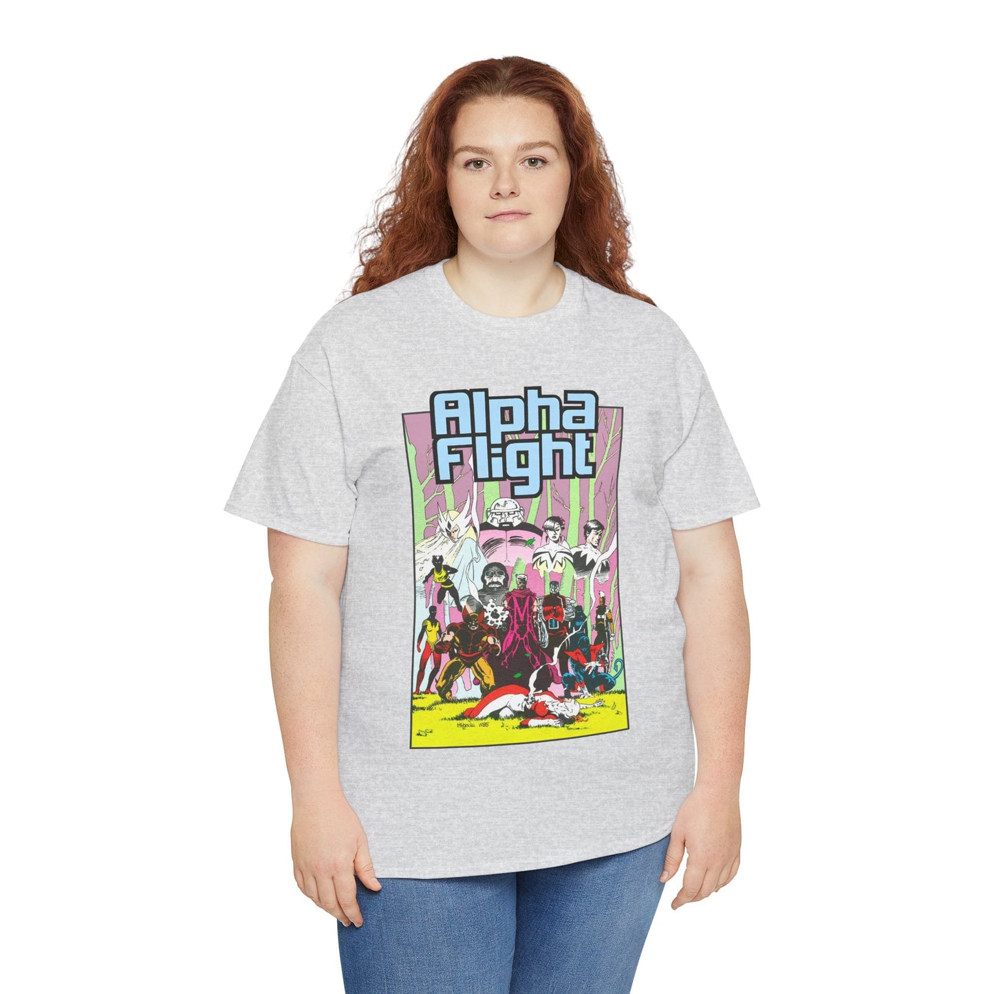 Alpha Flight T-Shirt - Mike Mignola Art - Northstar, Aurora, Snowbird, Shaman, Puck - X-Men: Magneto, Colossus, Shadowcat, Storm - Marvel Comics