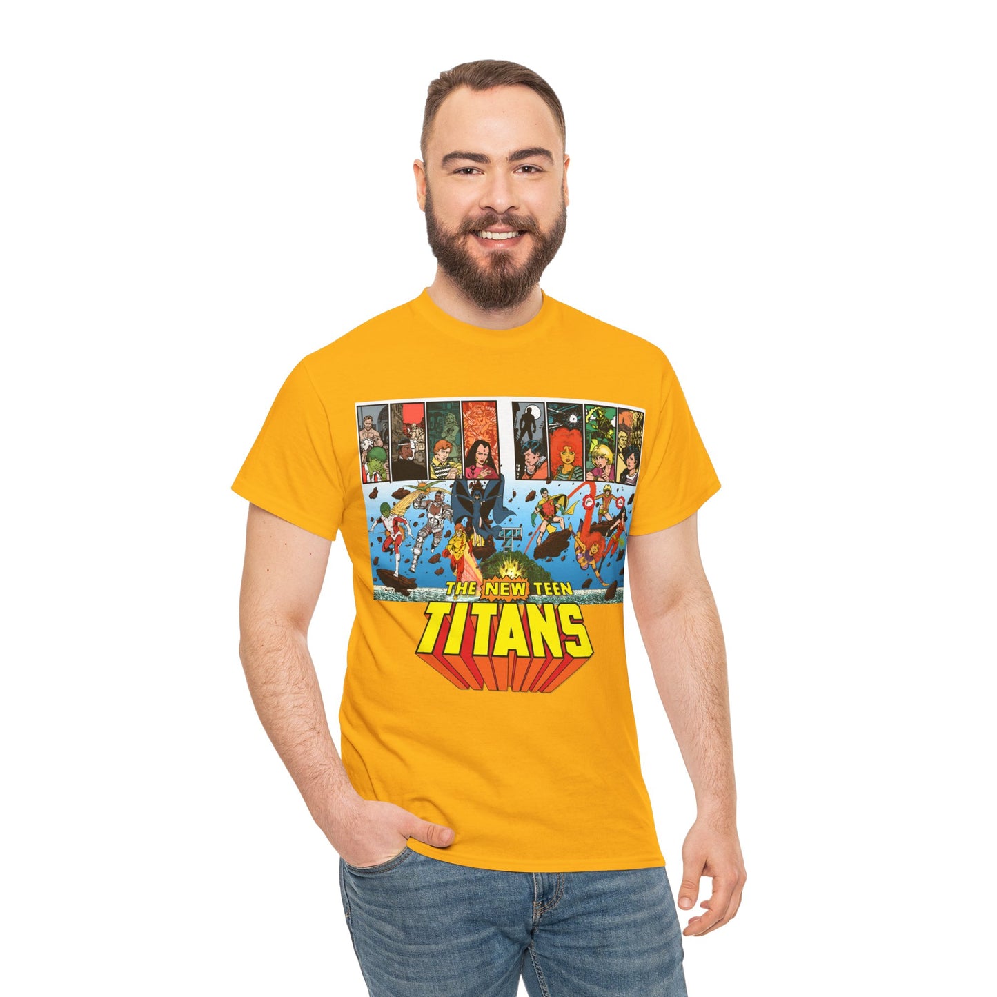 New Teen Titans T-Shirt - George Perez Art - Robin, Wonder Girl, Cyborg, Raven, Starfire, Kid Flash - DC Comics