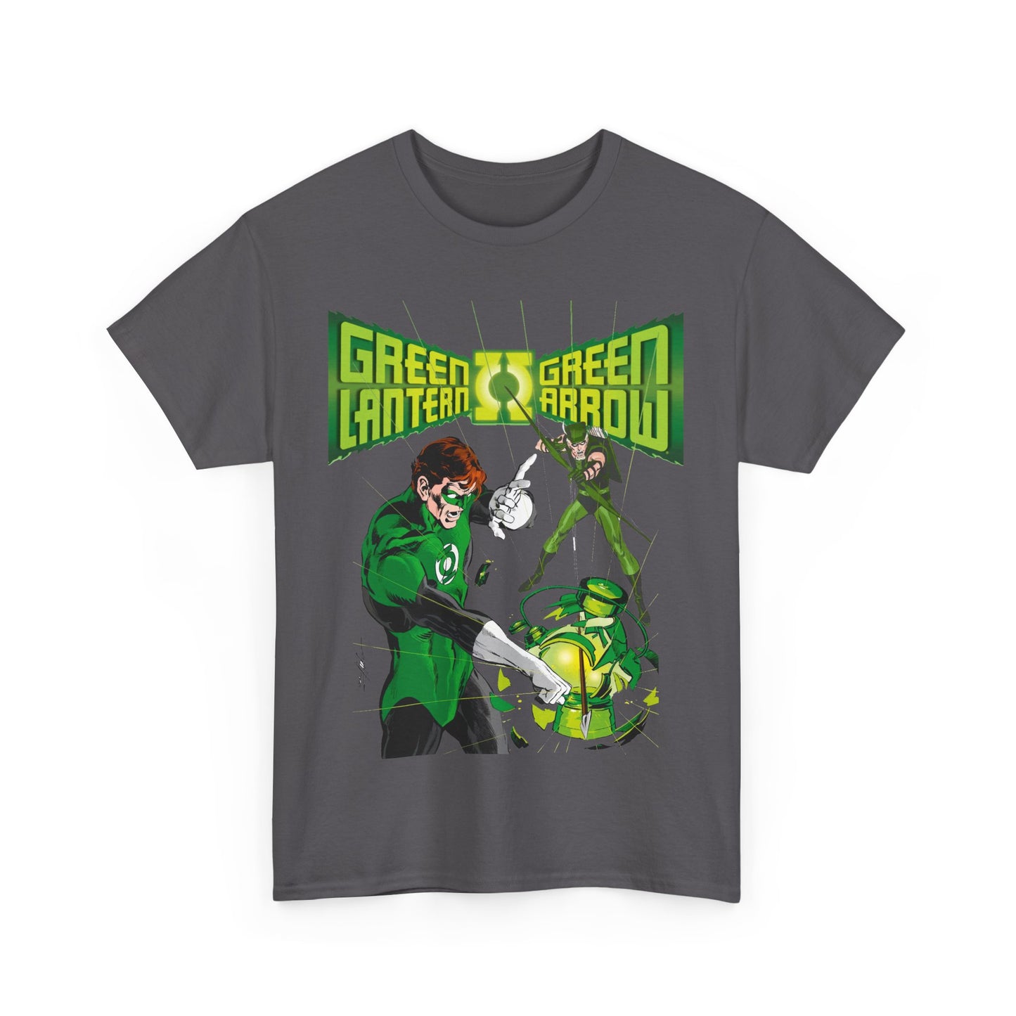 Green Lantern & Green Arrow T-Shirt - Neal Adams Art - Hal Jordan & Oliver Queen - Justice League Members - 1970s DC Comics