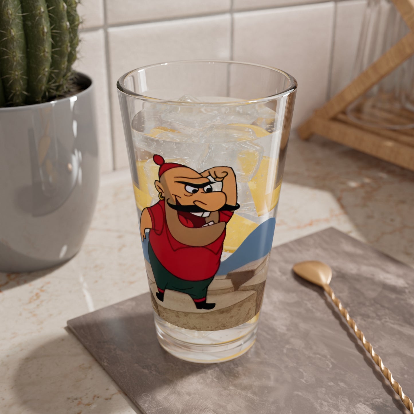 Blacque Jacque Shellacque Pint Glass, 16oz - Looney Tunes Character - Bonanza Bunny - Bugs Bunny Foe