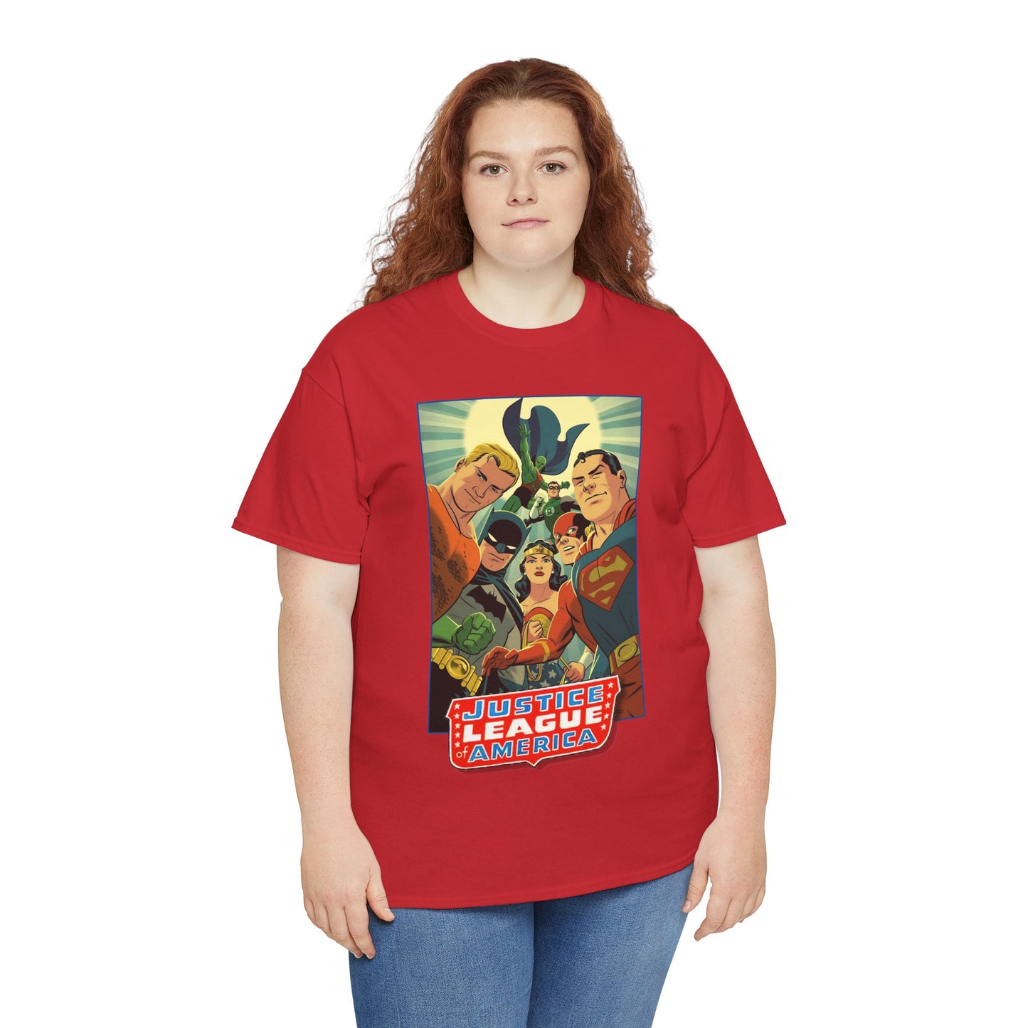 Justice League of America T-Shirt - Michael Cho Art - Superman, Flash, Wonder Woman, Green Lantern, Batman, Martian Manhunter - Silver Age Team - DC Comics