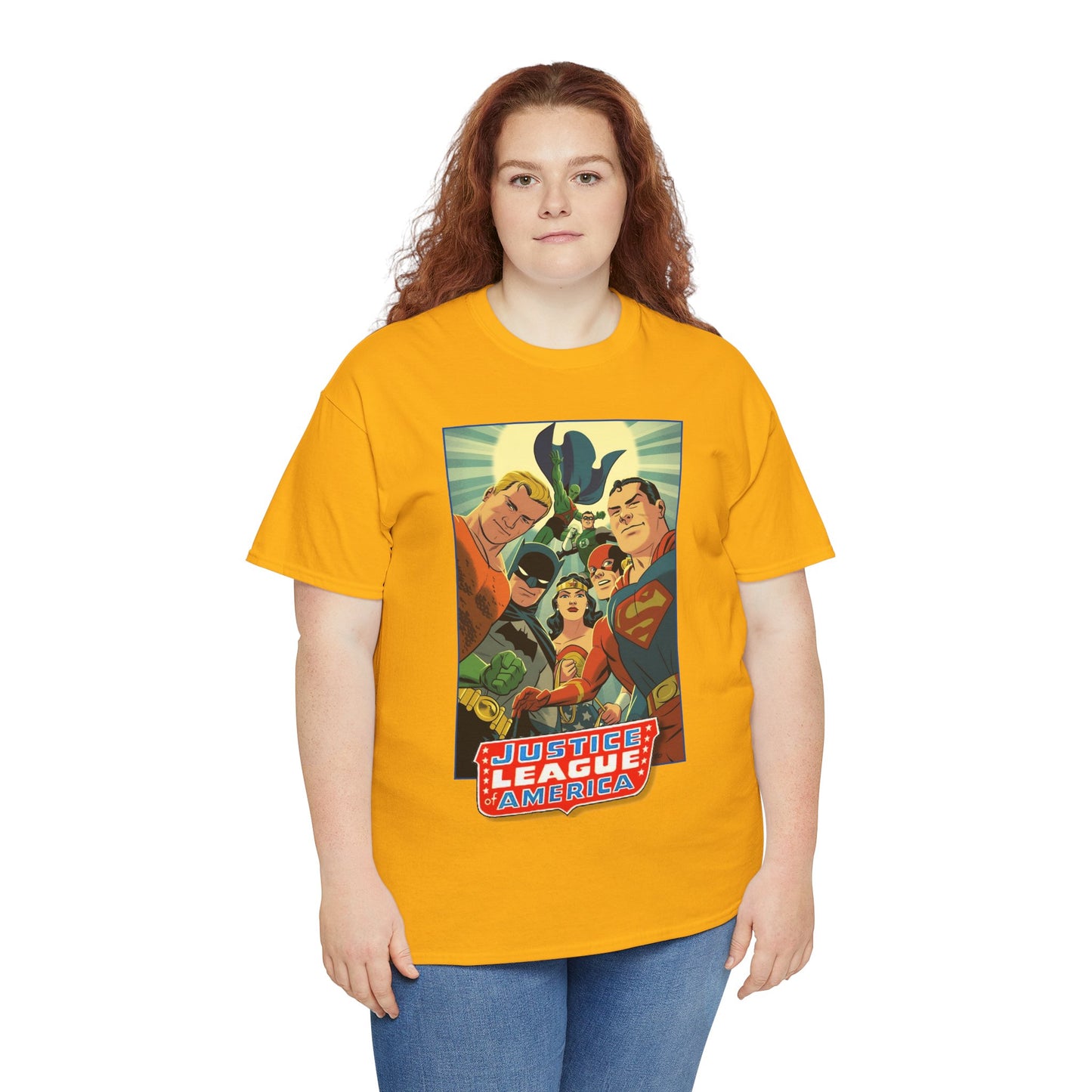 Justice League of America T-Shirt - Michael Cho Art - Superman, Flash, Wonder Woman, Green Lantern, Batman, Martian Manhunter - Silver Age Team - DC Comics