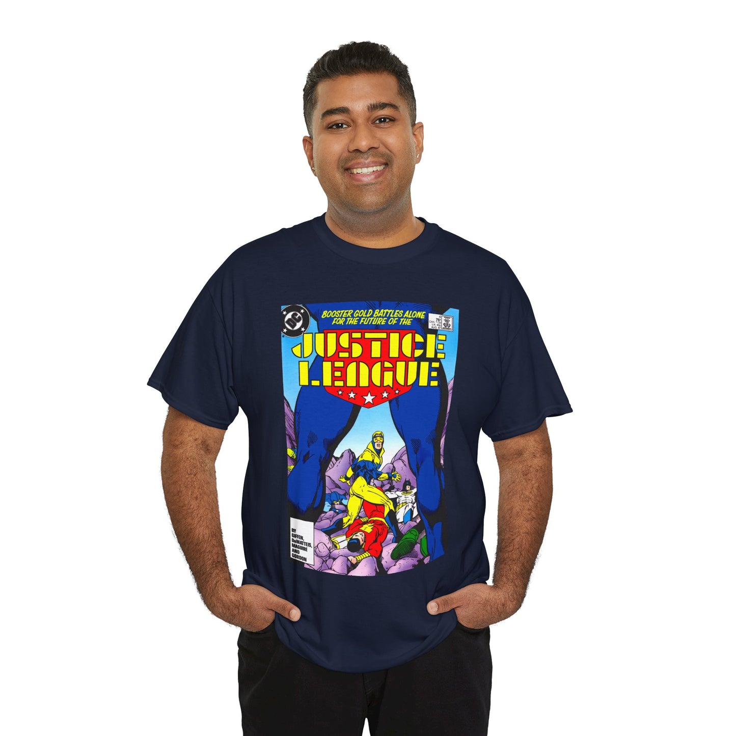 Justice League T-Shirt - Kevin Maguire Art - Booster Gold - DC Comics