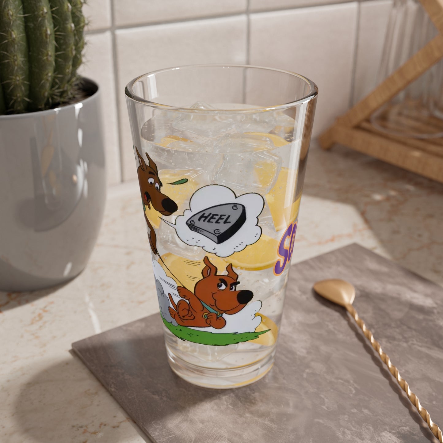 Scooby Doo & Scrappy Pint Glass, 16oz - Hanna-Barbera Cartoon Characters - Heel - Mystery, Inc