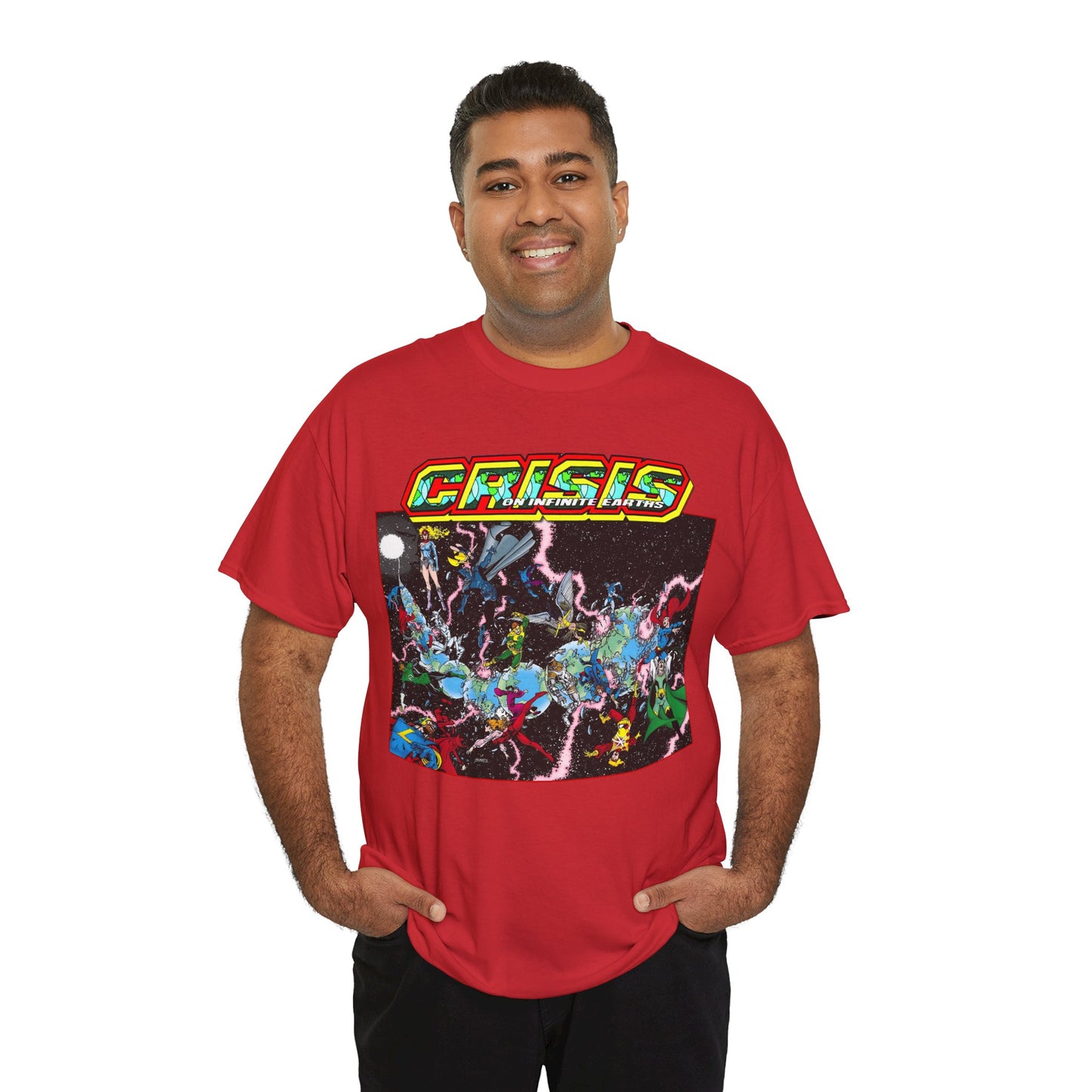 Crisis on Infinite Earths T-Shirt - George Perez Art - #1 Cover, First Issue - Harbinger, Pariah, Obsidian, Firestorm - DC Comics
