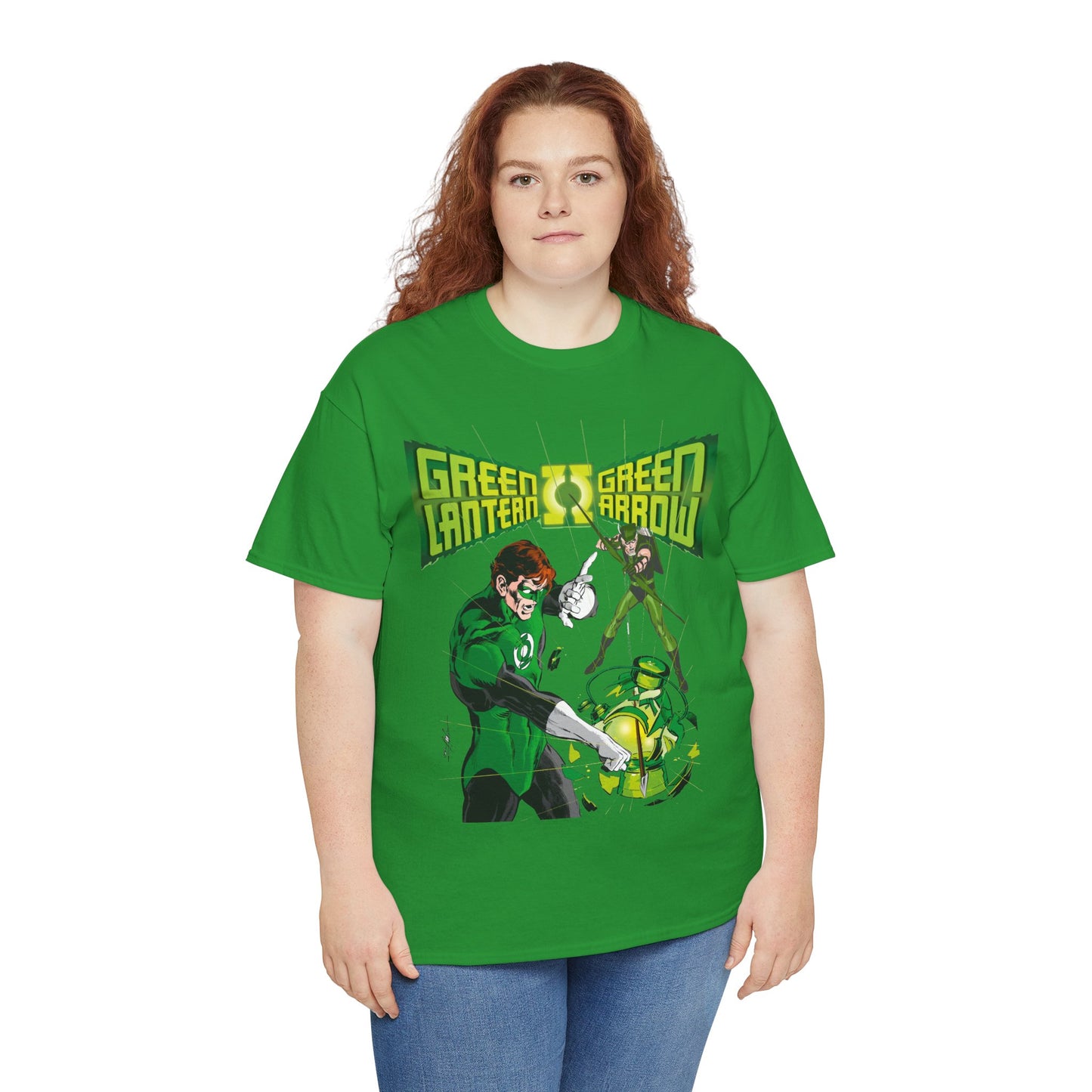 Green Lantern & Green Arrow T-Shirt - Neal Adams Art - Hal Jordan & Oliver Queen - Justice League Members - 1970s DC Comics