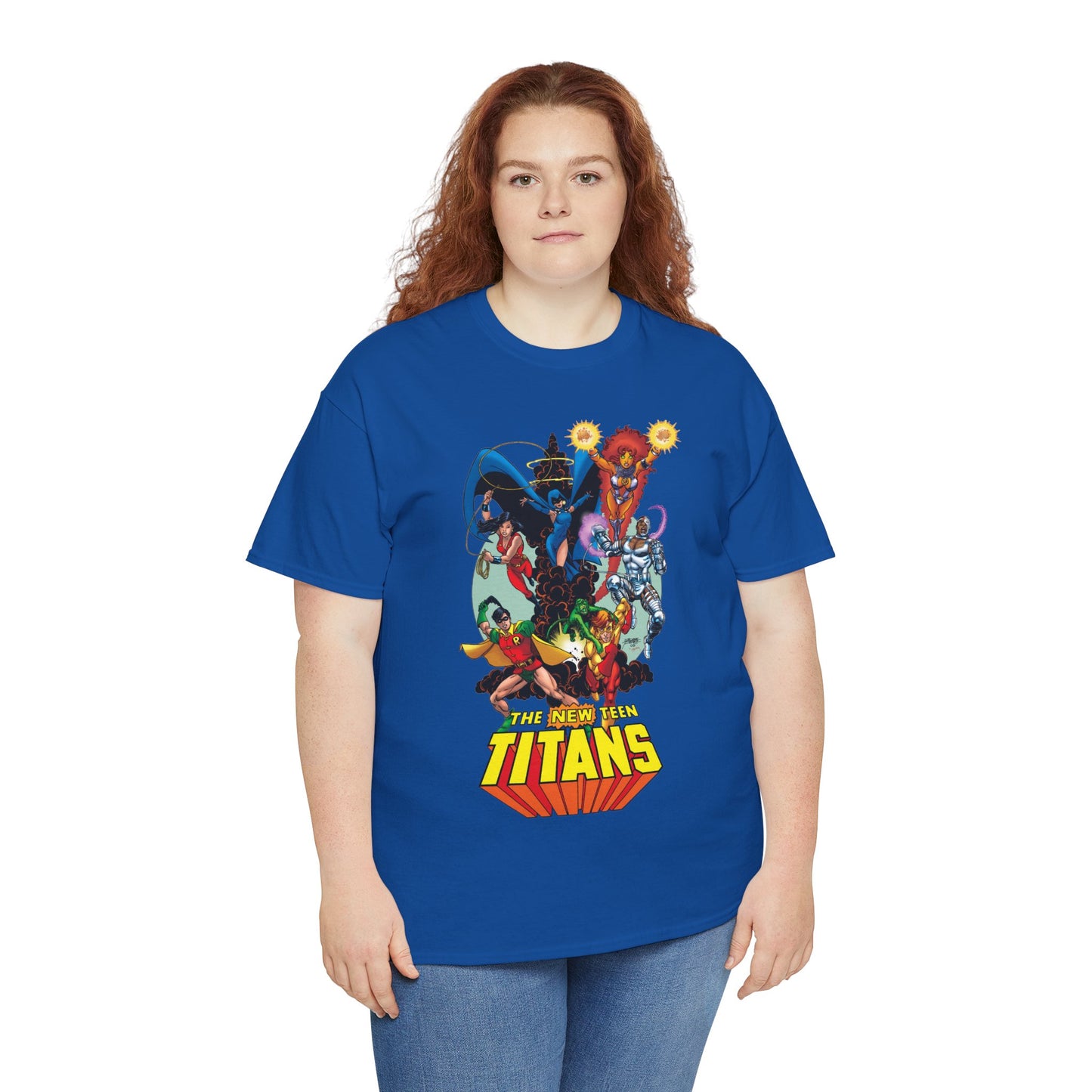 New Teen Titans T-Shirt - George Perez Art - Raven, Cyborg, Robin, Starfire, Wonder Girl, Changeling - DC Comics