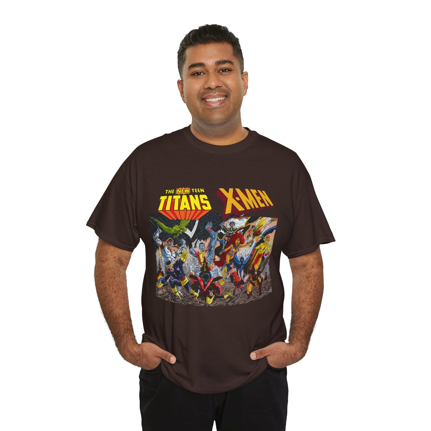 Uncanny X-Men Vs New Teen Titans T-Shirt - Amazing John Byrne Art - DC Comics, Marvel Comics Crossover - Wolverine, Starfire, Cyclops, Storm, Raven, Wonder Girl