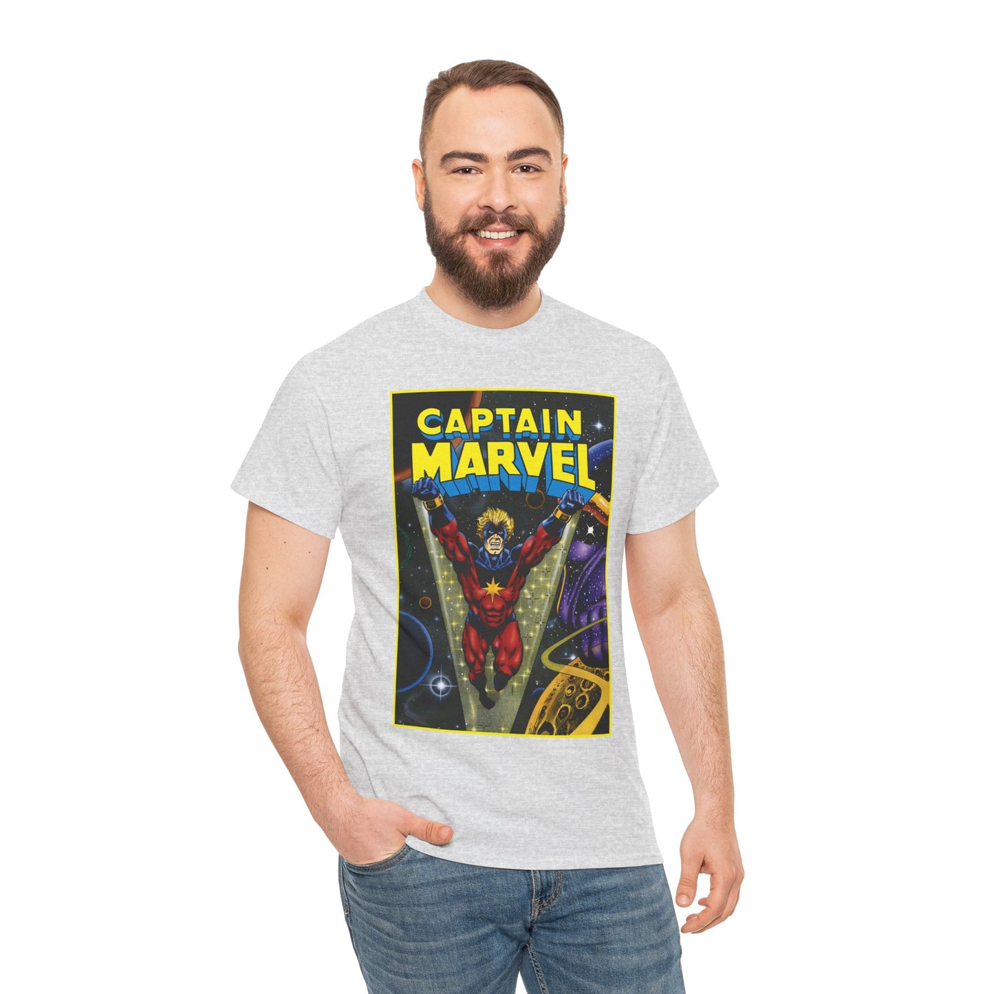 Captain Marvel T-Shirt - Mar-Vell - Thanos - Jim Starlin Art - 1970s Cosmic Superhero - Marvel Comics