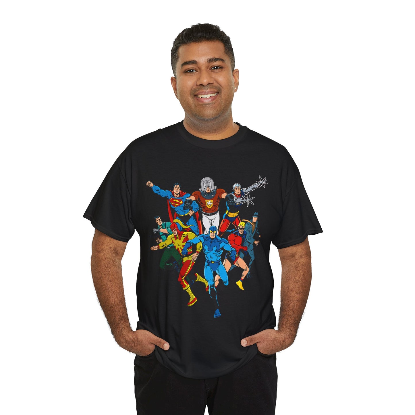 Charlton Characters T-Shirt - DC Comics - Captain Atom, Peacemaker, The Question, Blue Beetle, Judomaster