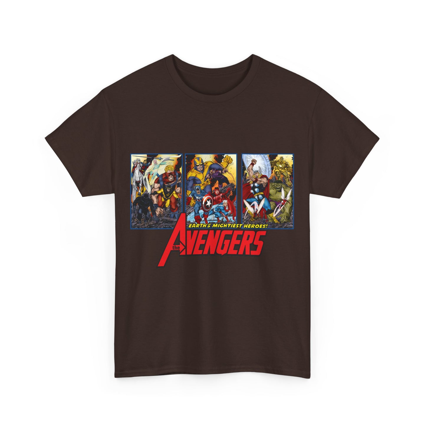 Avengers T-Shirt - John Byrne Art - Thor, Captain America, Iron Man, Hulk, Scarlet Witch, Wasp, Quicksilver, The Black Knight - Marvel Comics