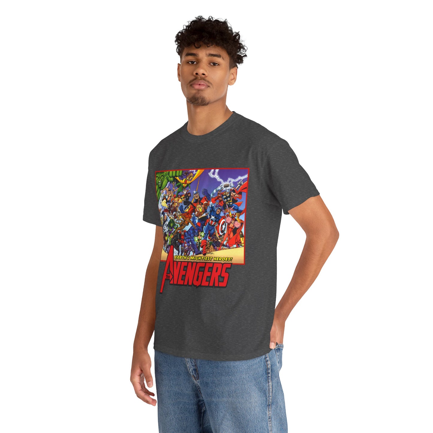 Avengers T-Shirt - George Perez Art - Marvel Comics - Captain America, Iron Man, Thor, She-Hulk, Hawkeye, Vision, Quicksilver - Classic Cover