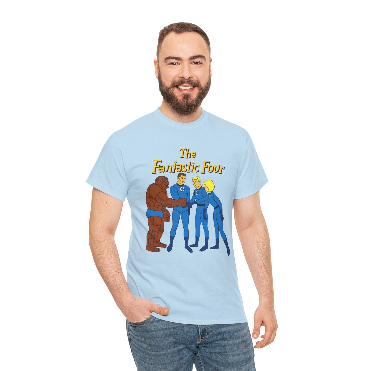 Fantastic Four T-Shirt - Hanna-Barbera 1960s Cartoon - Human Torch, The Thing, Invisible Woman - Marvel Comics