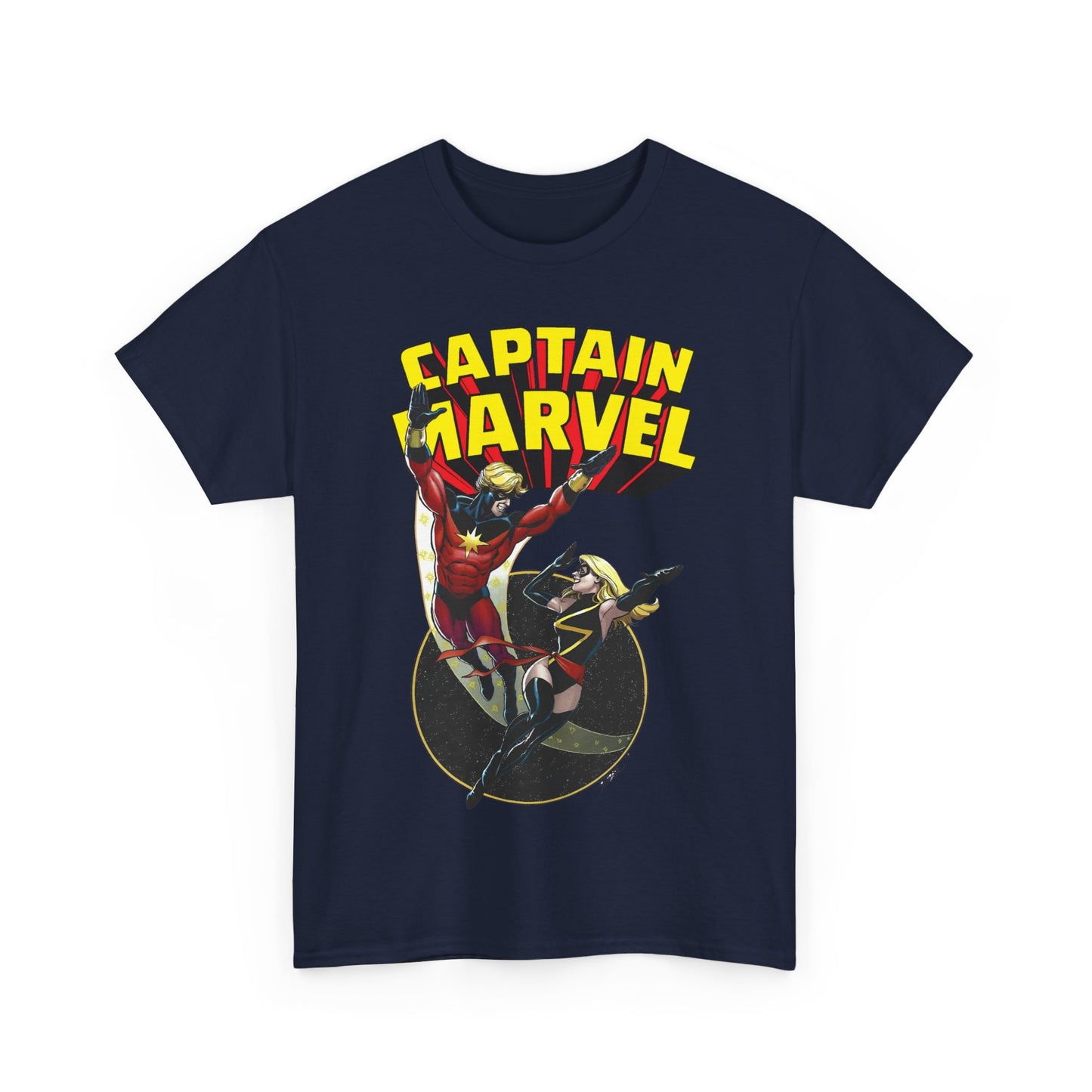 Captain Marvel T-Shirt - George Perez Art - Mar-Vell & Carol Danvers - Kree Empire - Marvel Comics