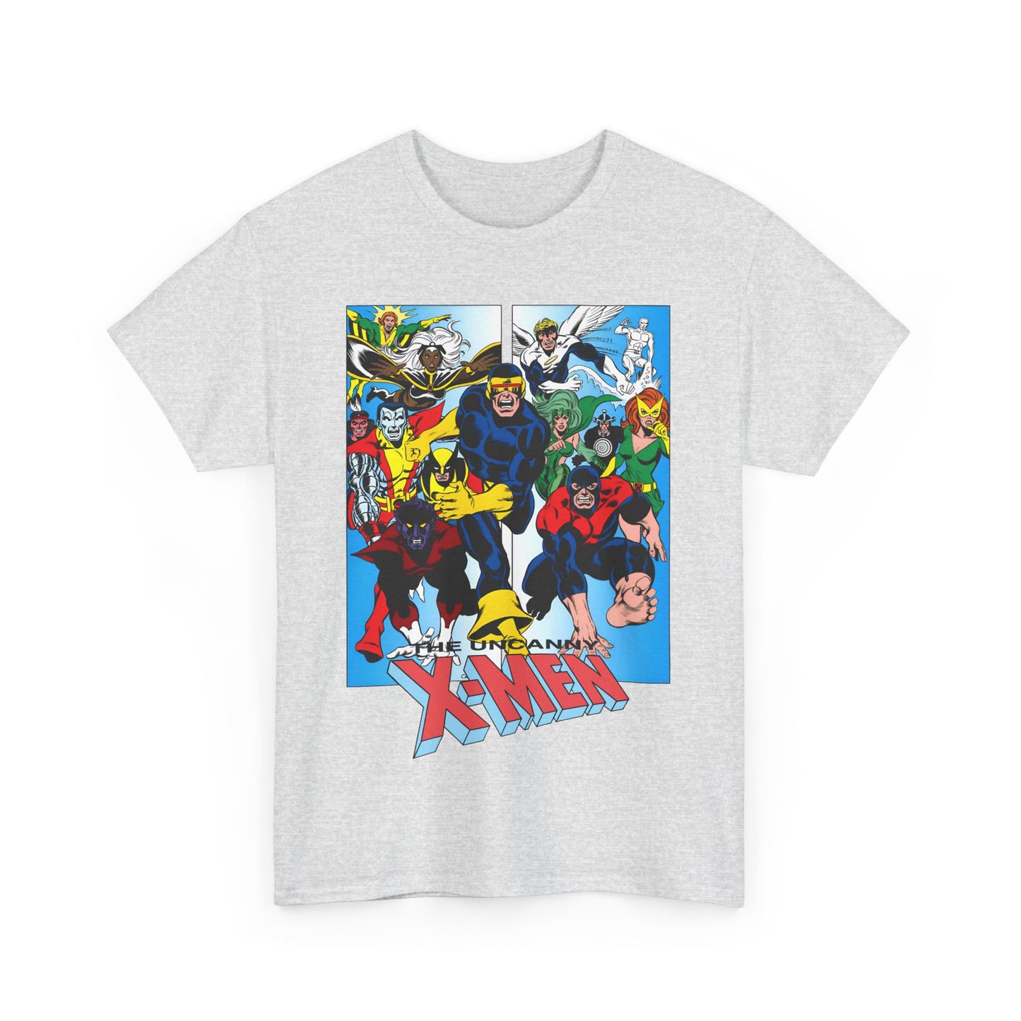 Uncanny X-Men T-Shirt - Classic Dave Cockrum Art - Popular Marvel Comics Series - Wolverine, Storm, Cyclops, Nightcrawler, Jean Grey, Iceman, Banshee, Beast