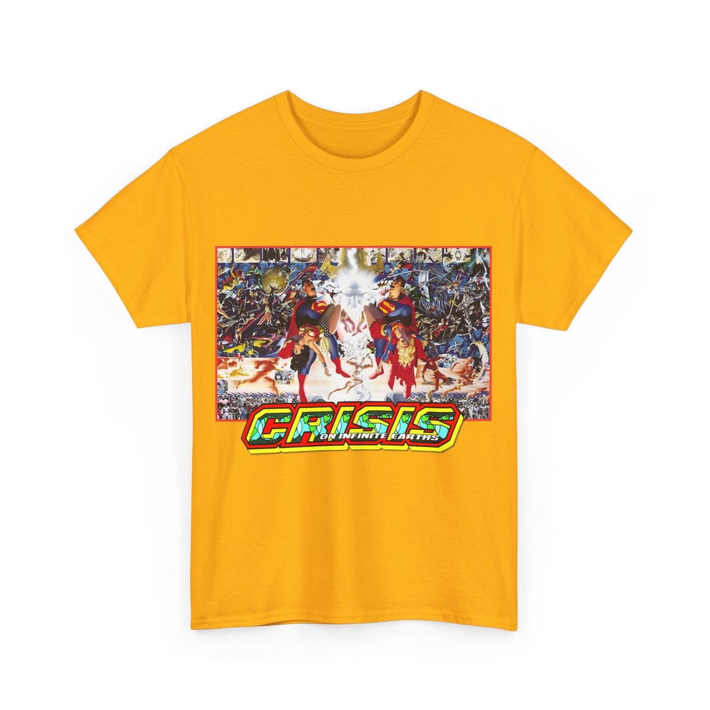 Crisis on Infinite Earths T-Shirt - Alex Ross & George Perez Art - Superman, Wonder Woman, Supergirl, Flash, Monitor, Anti-Monitor - DC Comics
