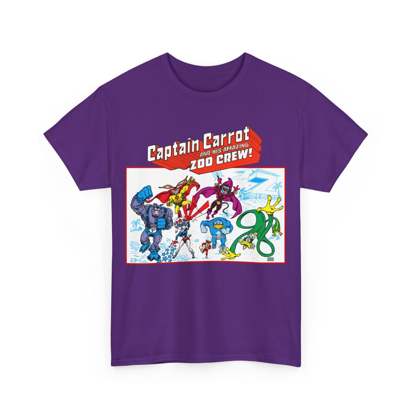 Captain Carrot & His Amazing Zoo Crew T-Shirt - DC Comics Series - Funny Animal Retro 1980s - Pig-Iron, Yankee Poodle, Rubberduck