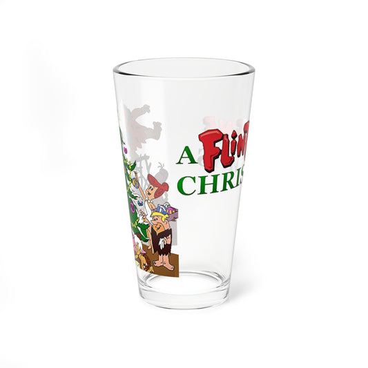 Flintstones Christmas Pint Glass, 16oz - Fred, Wilma, Barney, Betty Festive Holiday Barware