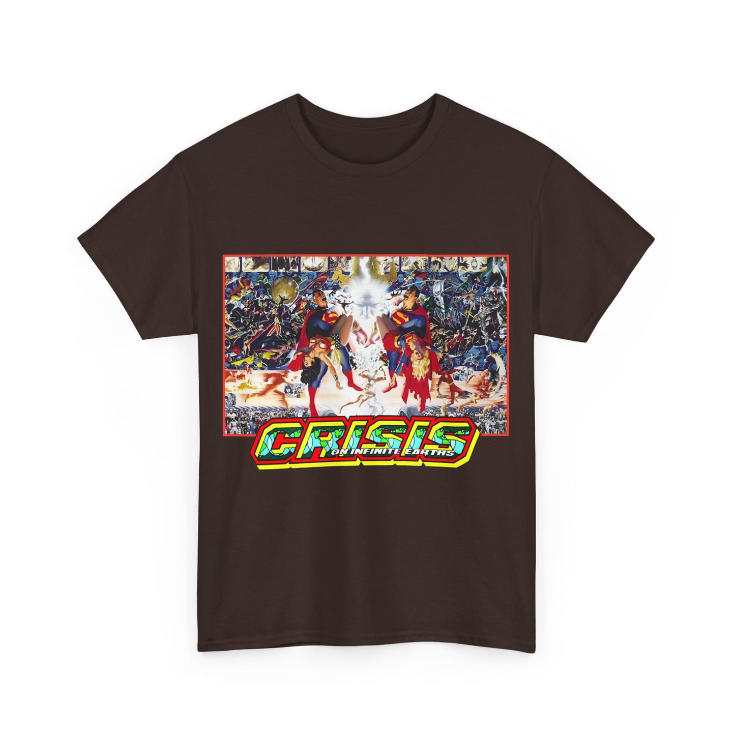 Crisis on Infinite Earths T-Shirt - Alex Ross & George Perez Art - Superman, Wonder Woman, Supergirl, Flash, Monitor, Anti-Monitor - DC Comics
