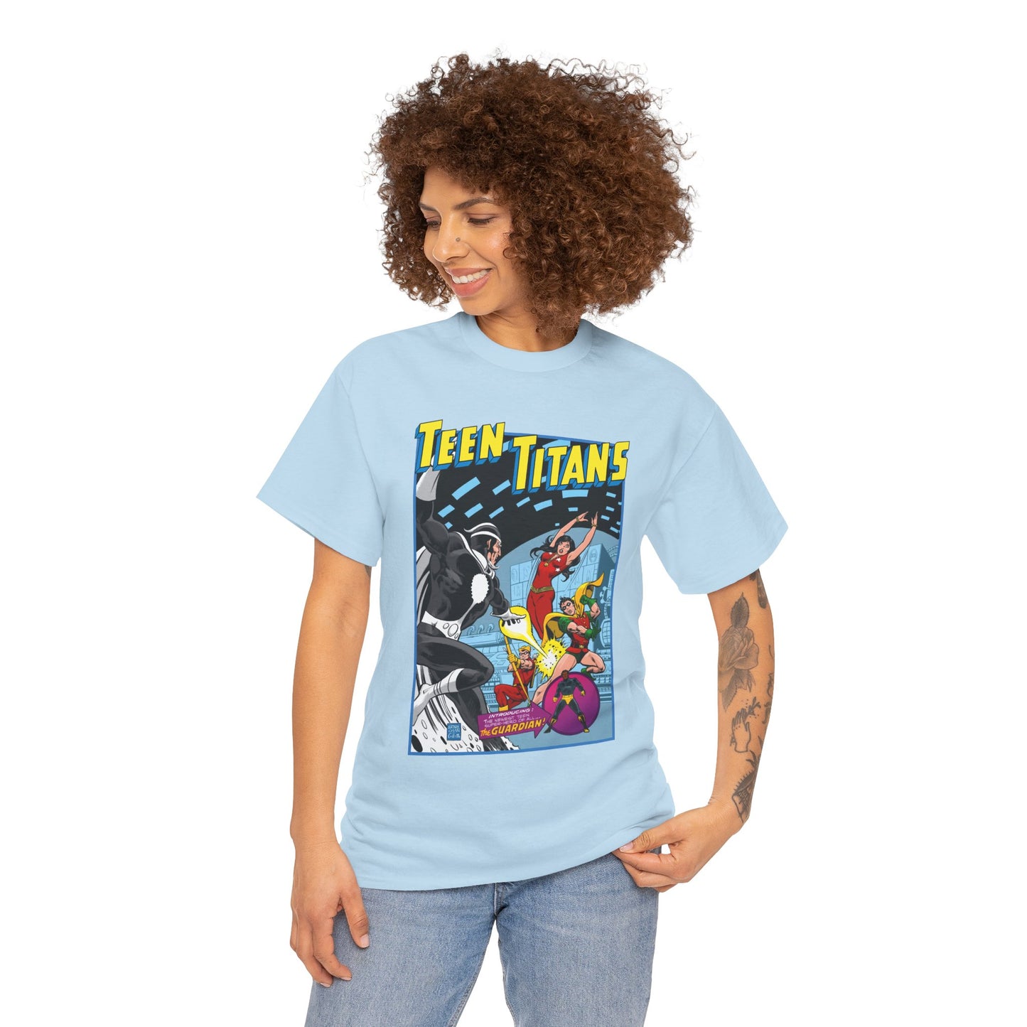 Teen Titans T-Shirt - Bronze Age DC Comics - Dr Light, Wonder Girl, Robin, Mal, Guardian, Speedy - Ernie Chan Cover Art from Issue #44