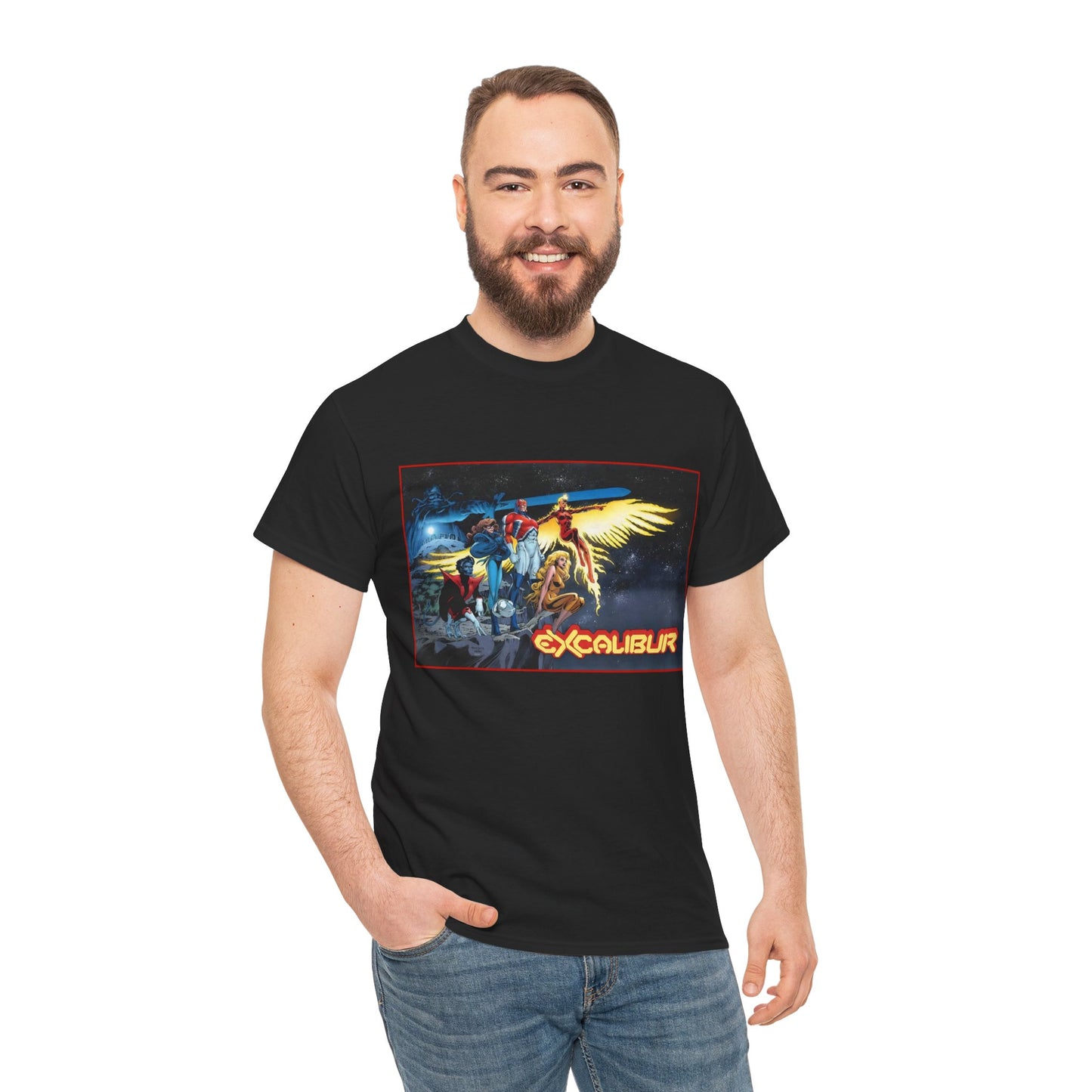 Excalibur T-Shirt - Alan David Art - Captain Britain, Nightcrawler, Shadowcat, Rachel Summers, Meggan - X-Men Series - UK Mutant Team - Marvel Comics