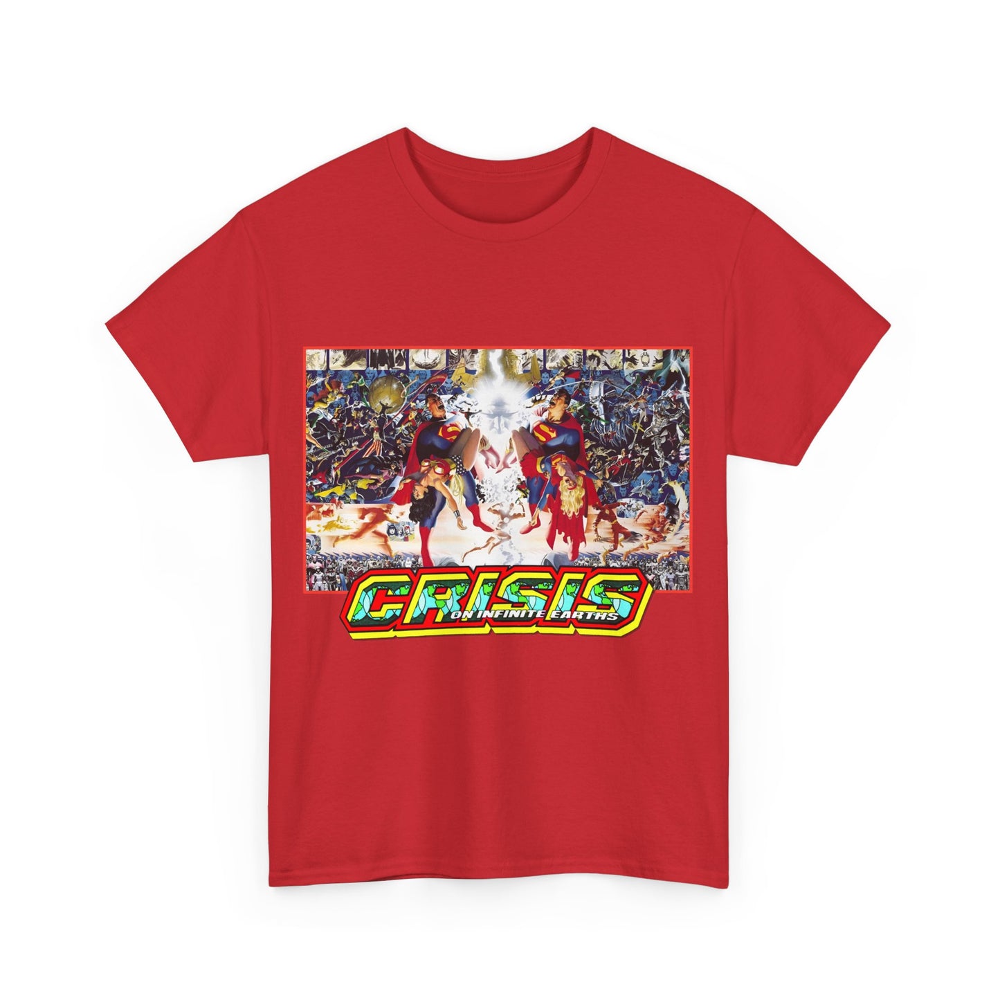 Crisis on Infinite Earths T-Shirt - Alex Ross & George Perez Art - Superman, Wonder Woman, Supergirl, Flash, Monitor, Anti-Monitor - DC Comics