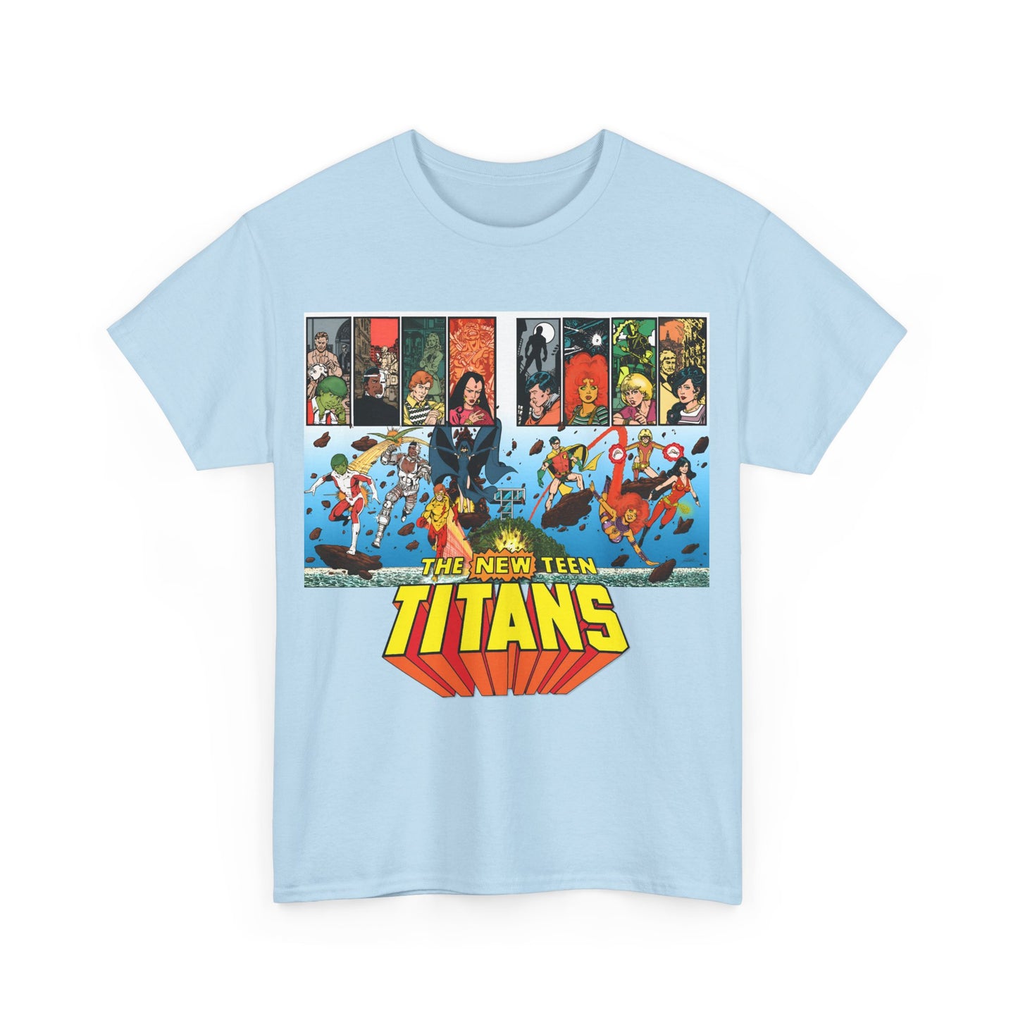 New Teen Titans T-Shirt - George Perez Art - Robin, Wonder Girl, Cyborg, Raven, Starfire, Kid Flash - DC Comics