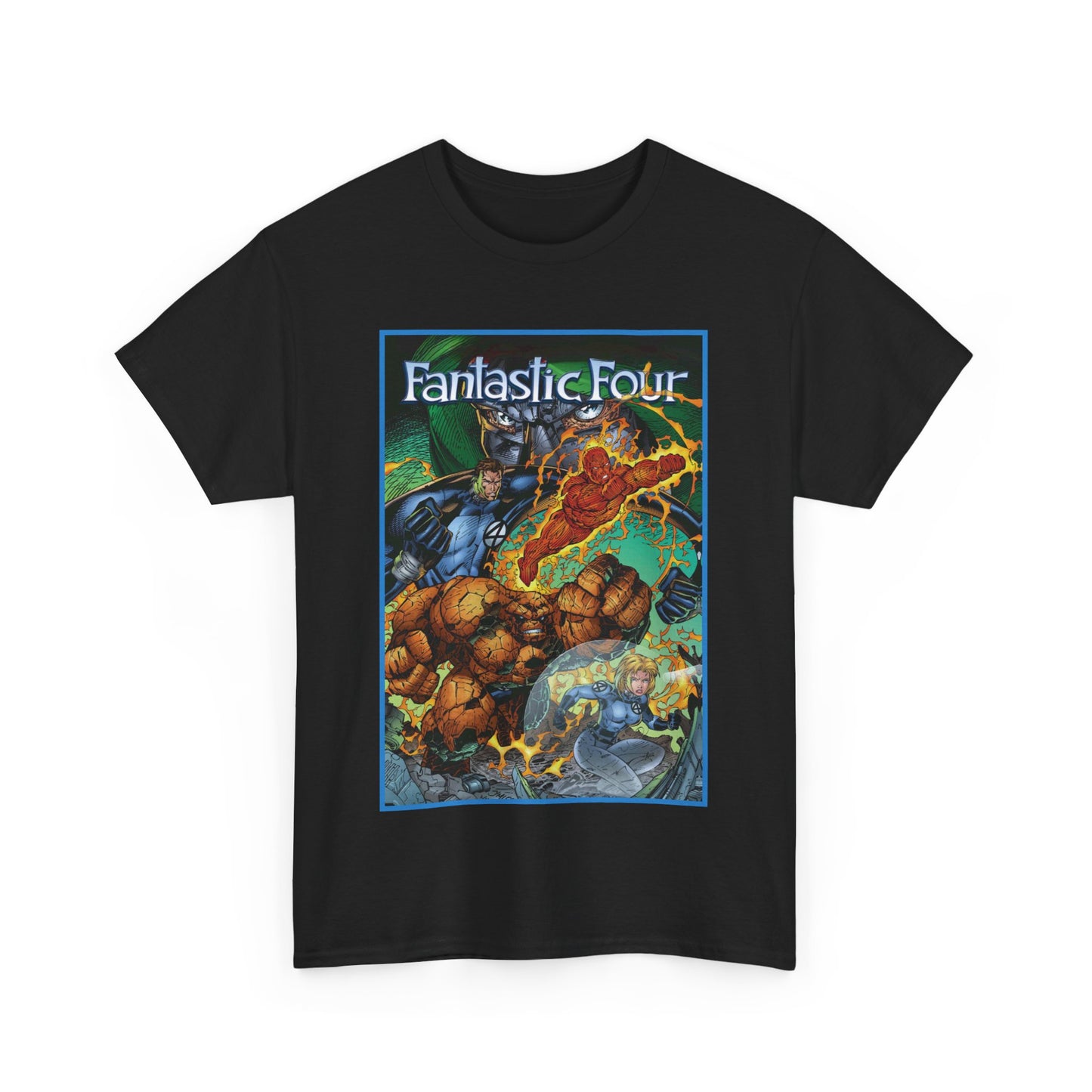 Fantastic Four T-Shirt - Jim Lee Art - The Thing, Human Torch, Reed Richards, Invisible Woman - Marvel Comics - Heroes Reborn