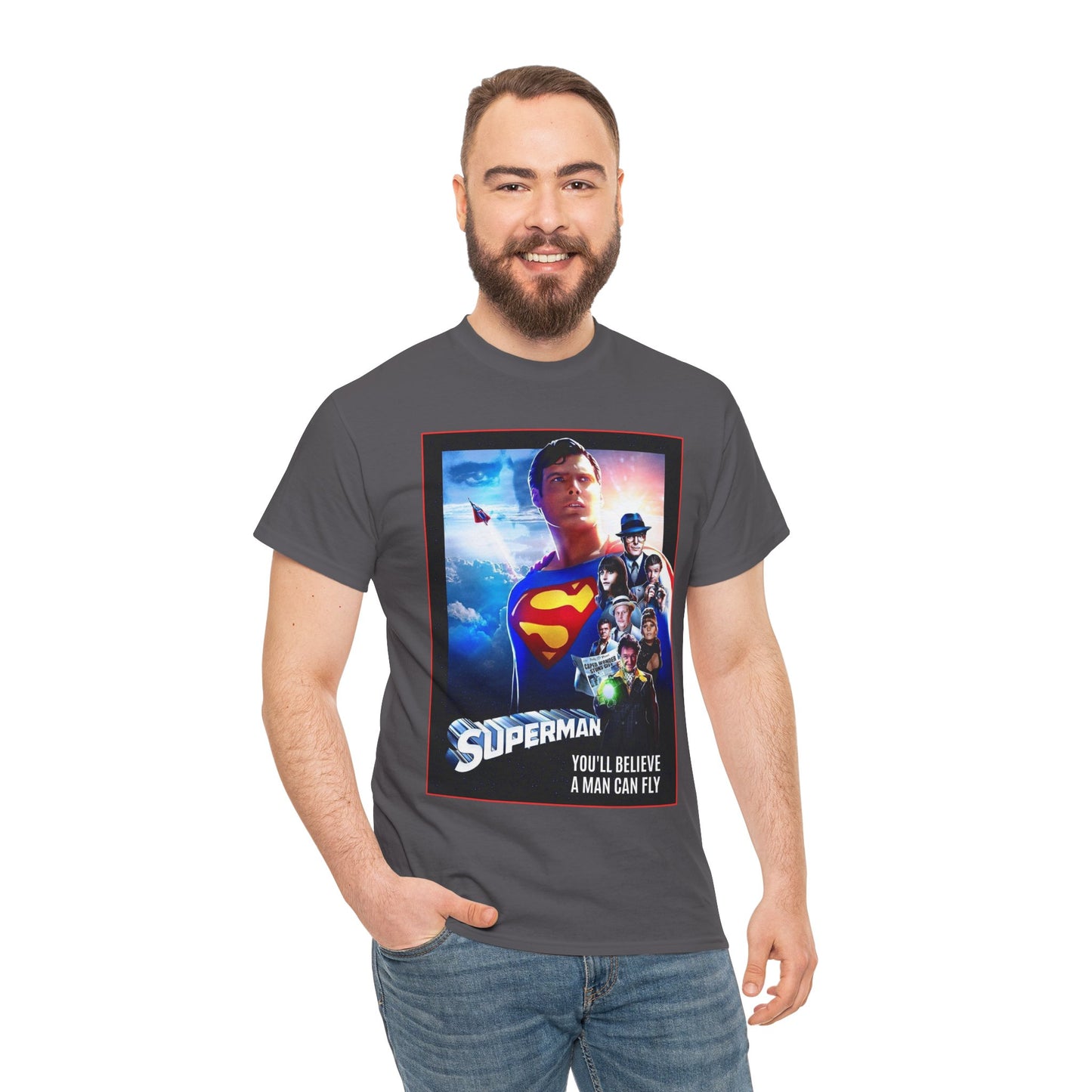 Superman The Movie T-Shirt - Christopher Reeve, Gene Hackman, Margot Kidder - Beloved 1970s Warner Brothers Movie - Krypton, Smallville, Metropolis - DC Comics