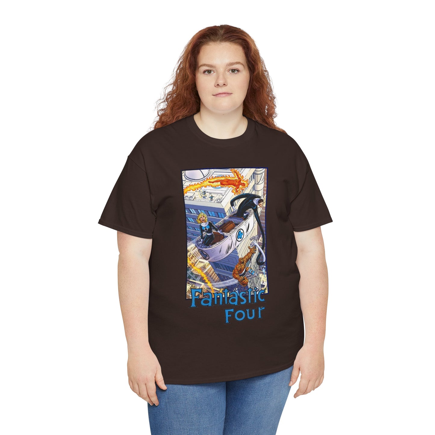 Fantastic Four T-Shirt - John Byrne Art - Invisible Woman, Thing, Human Torch, Reed Richards - Fantasticar, Baxter Building - Marvel Comics