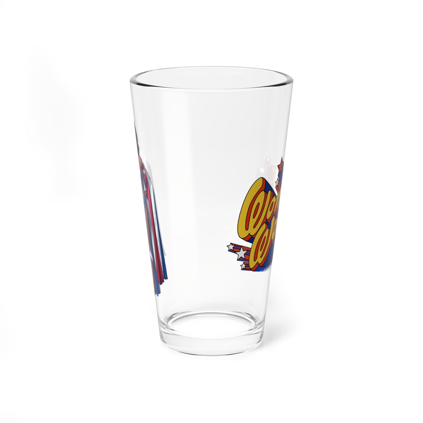 Wonder Woman Pint Glass, 16oz - Lynda Carter - Diana Prince of Paradise Island - 1970s Superhero TV - DC Comics