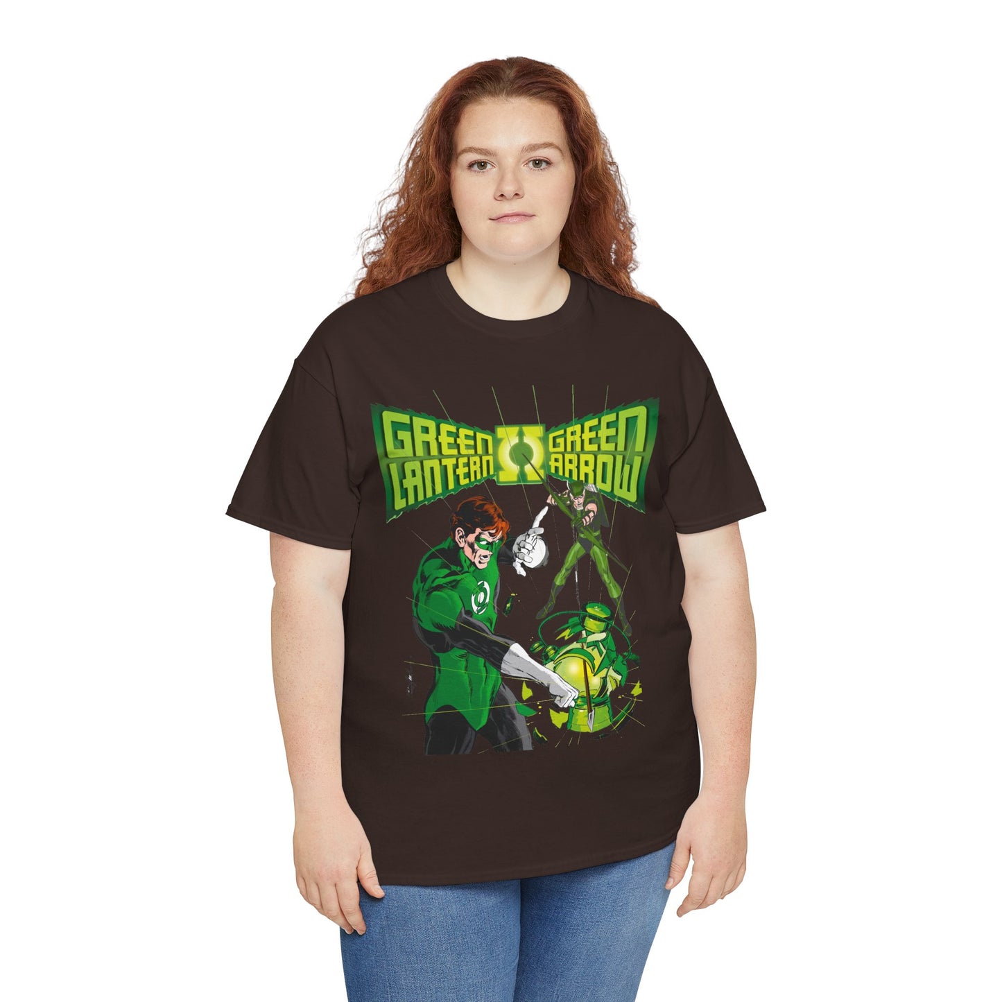 Green Lantern & Green Arrow T-Shirt - Neal Adams Art - Hal Jordan & Oliver Queen - Justice League Members - 1970s DC Comics
