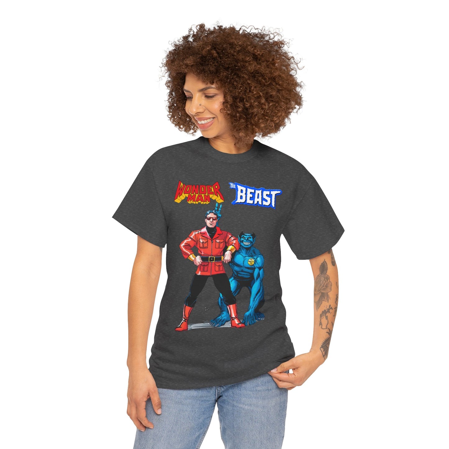Wonder Man & Beast T-Shirt - George Perez Art - Popular Avengers, X-Men Members - Simon Williams & Hank McCoy - Marvel Comics
