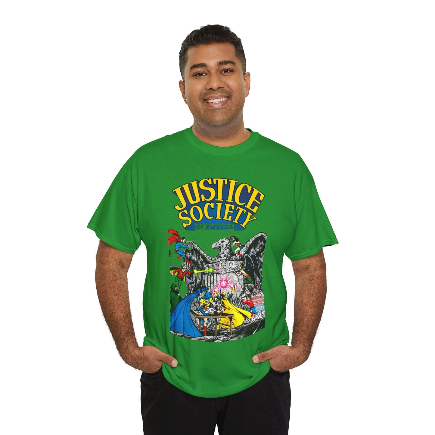 Justice Society T-Shirt - George Perez Art - Dr Fate, Atom, Spectre, Wonder Woman, Flash, Batman, Superman, Hawkman - JSA - DC Comics