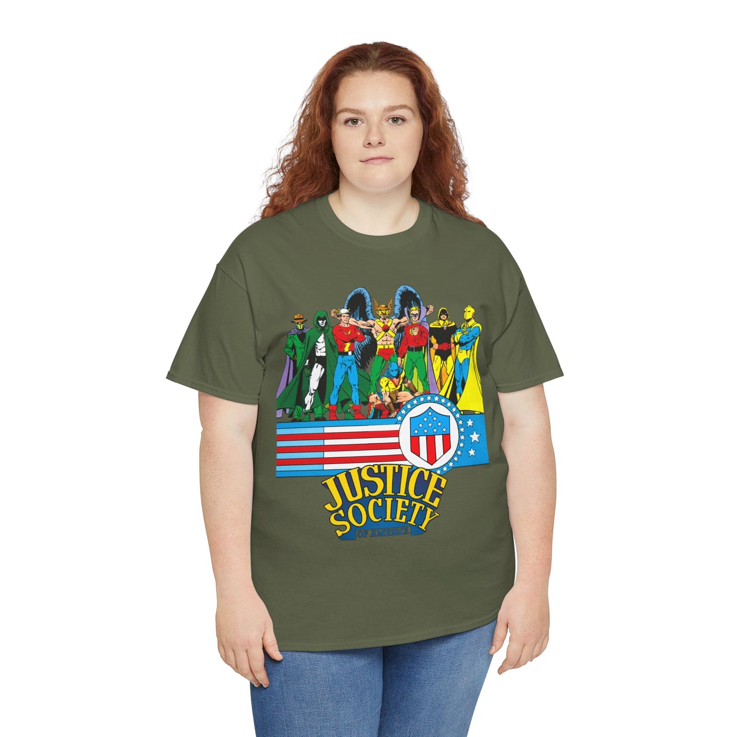Justice Society of America T-Shirt - Amazing George Perez Art - History of the DC Universe - DC Comics - Dr Fate, Sandman, Flash, Hourman, Spectre, Hawkman