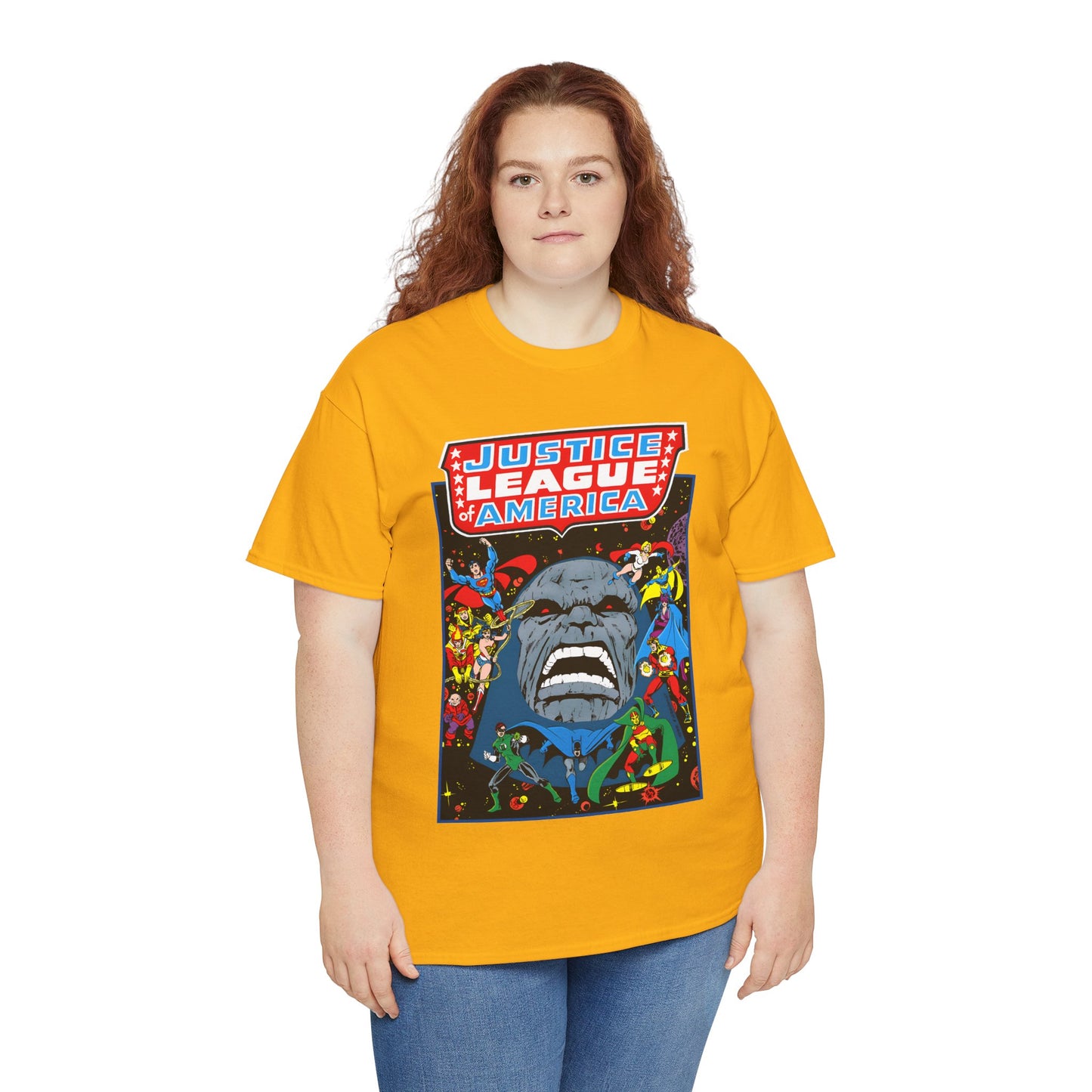 Justice League of America T-Shirt - George Perez Art - JLA/JSA/New Gods Crossover - Darkseid, Orion, Mr Miracle, Huntress, Firestorm, Dr Fate - DC Comics