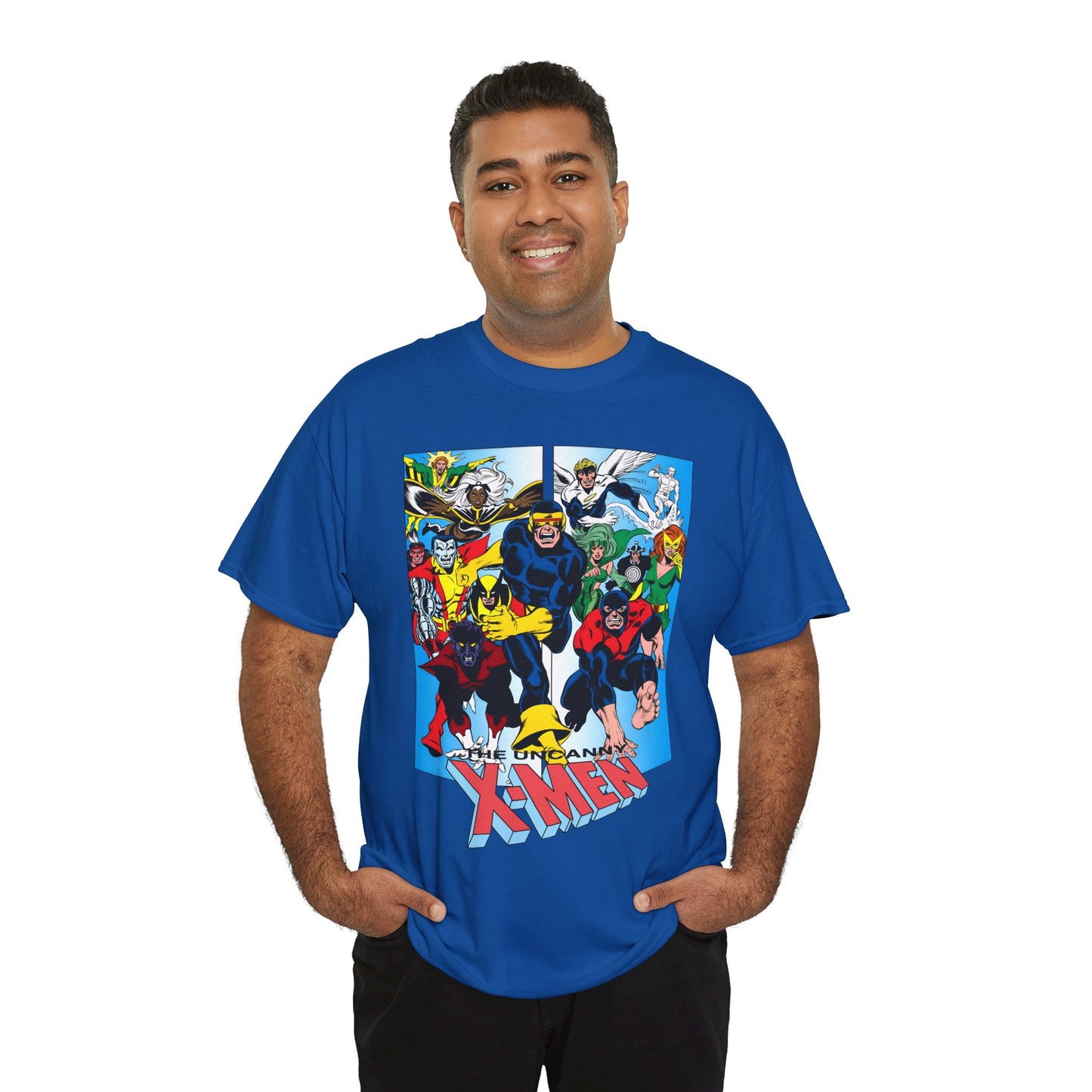 Uncanny X-Men T-Shirt - Classic Dave Cockrum Art - Popular Marvel Comics Series - Wolverine, Storm, Cyclops, Nightcrawler, Jean Grey, Iceman, Banshee, Beast