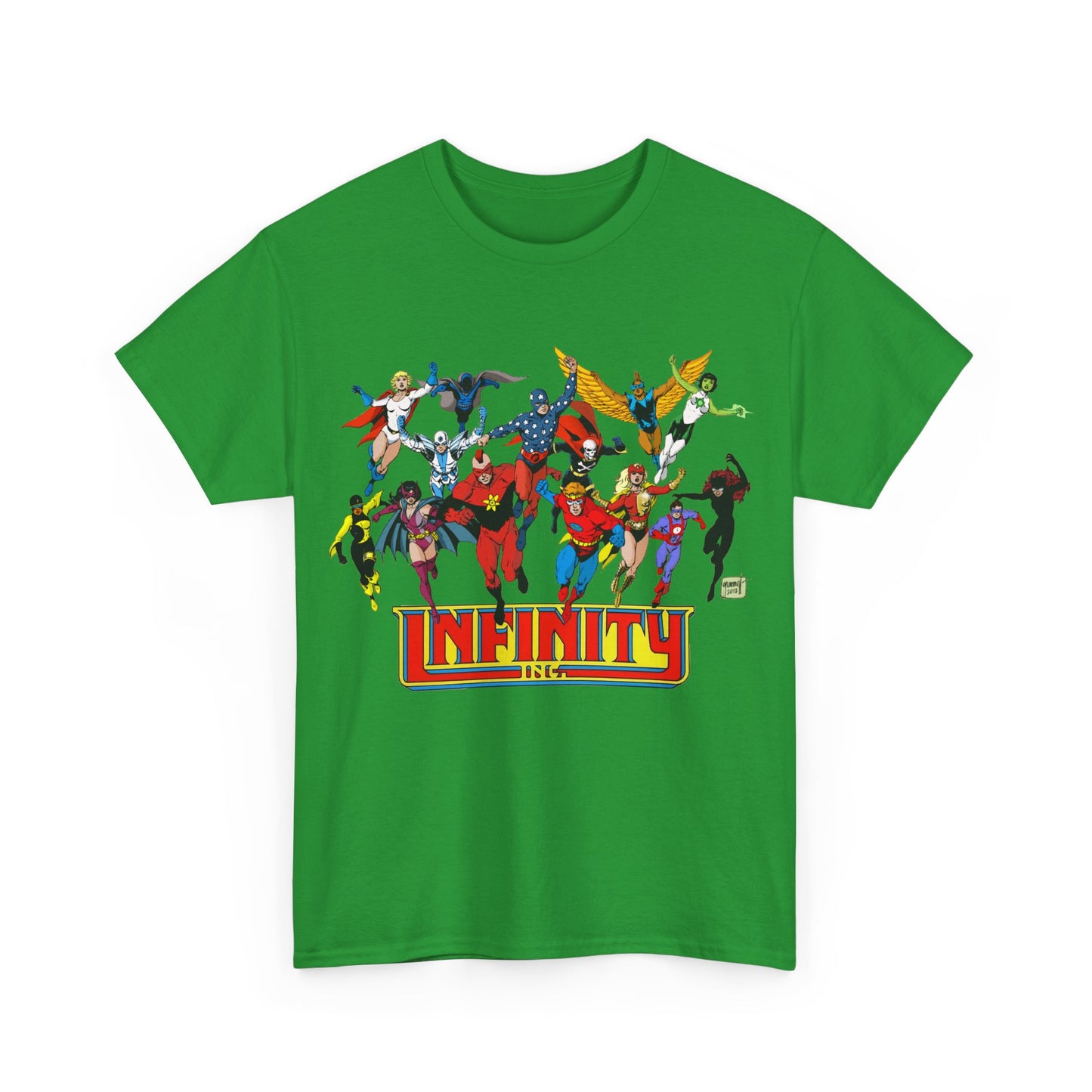 Infinity Inc Shirt - Tom Grummett Art - Jade, Obsidian, Huntress, Power Girl, Fury, Silver Scarab, Wildcat, Star-Spangled Kid - JSA Successors - DC Comics