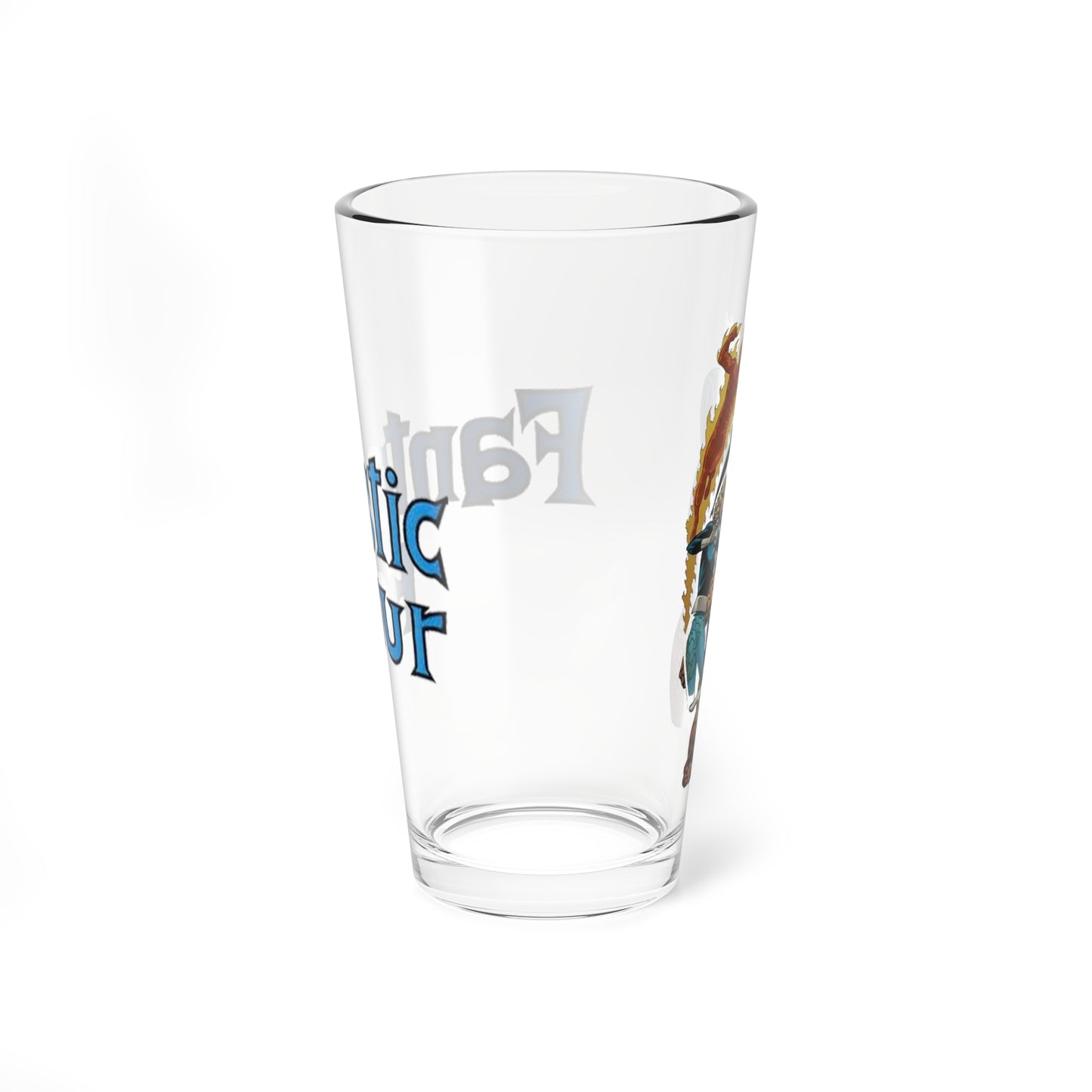 Fantastic Four Pint Glass, 16oz - John Byrne Art - Human Torch, Thing, Invisible Woman, Reed Richards - Marvel Comics